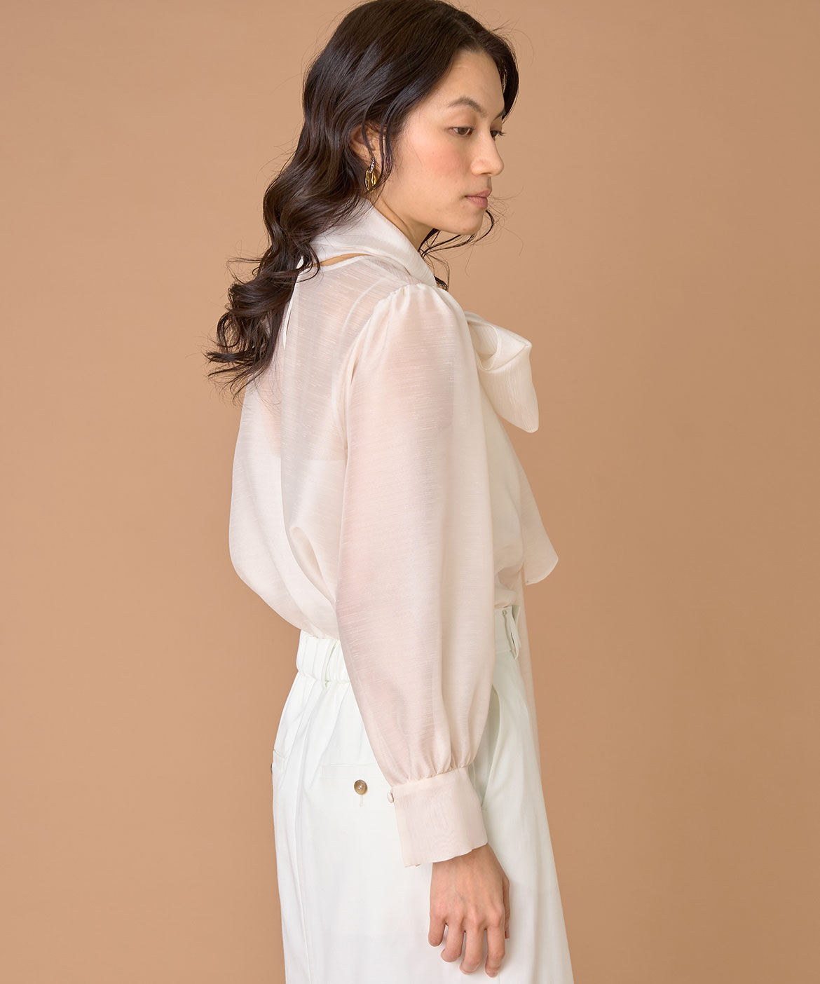 INED「《大きいサイズ》2WAYボウタイブラウス」|シャツ・ブラウス|