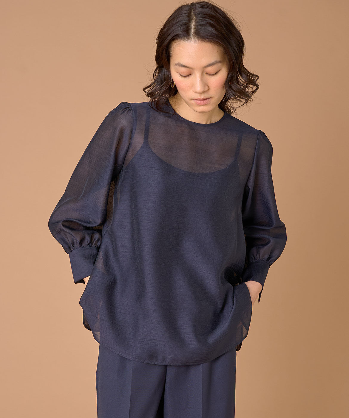 INED「《大きいサイズ》2WAYボウタイブラウス」|シャツ・ブラウス|