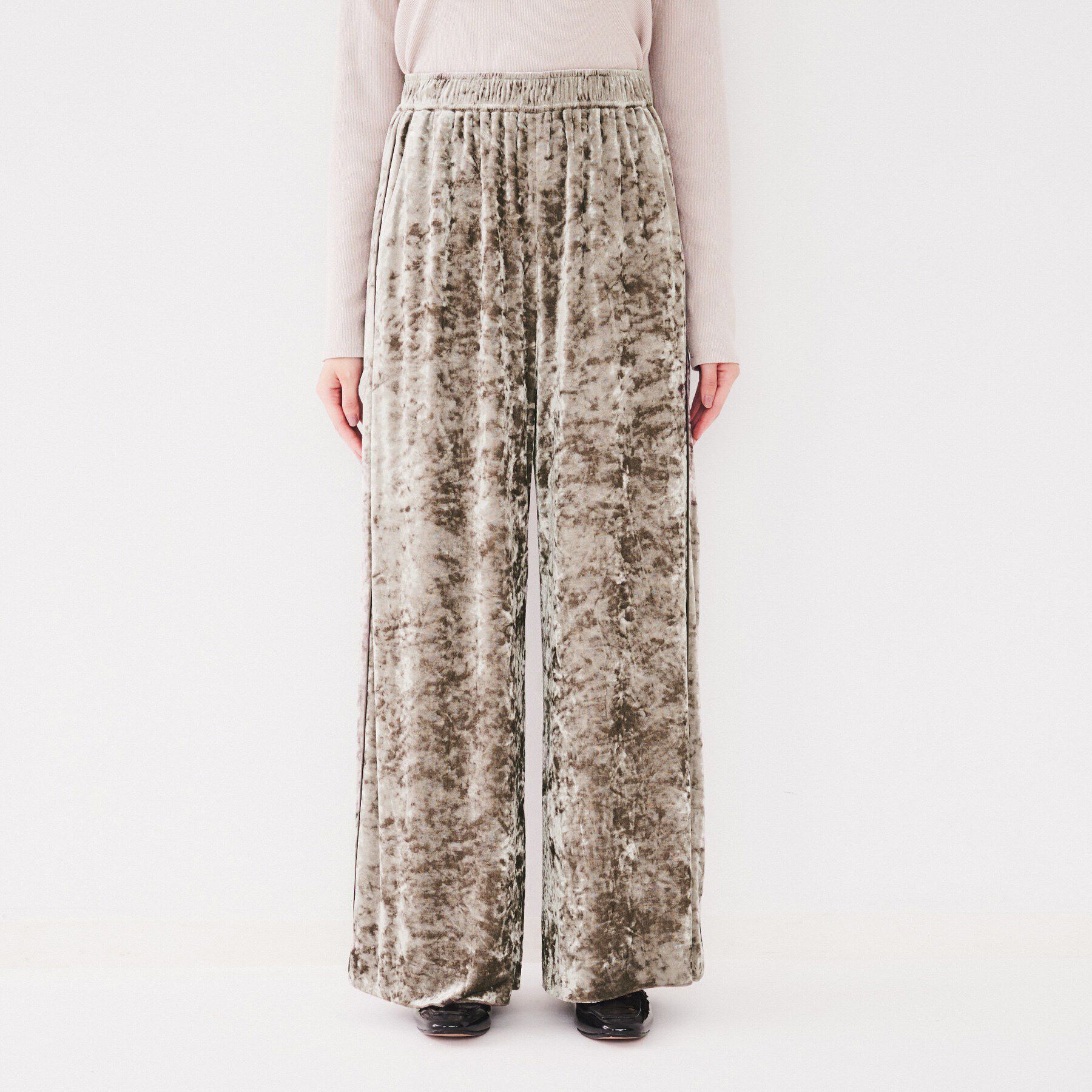 UNTITLED「【ウエストゴム/洗える】クラッシュベロア ワイドパンツ」|その他|