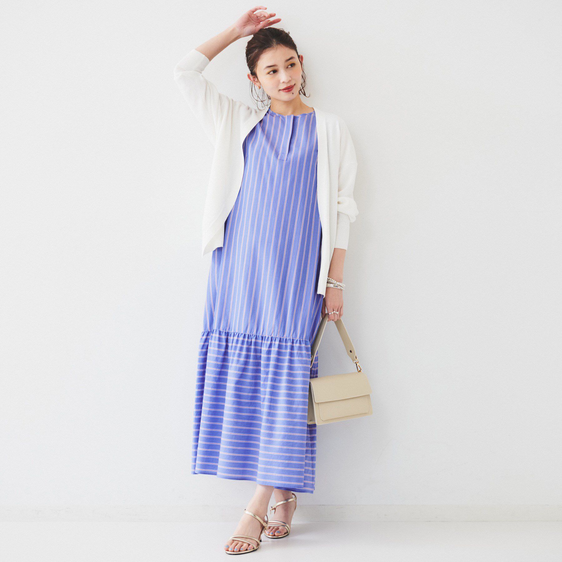 UNTITLED「【洗える/ノースリ/夏ワンピ】ストライプワンピース」|ワンピース|