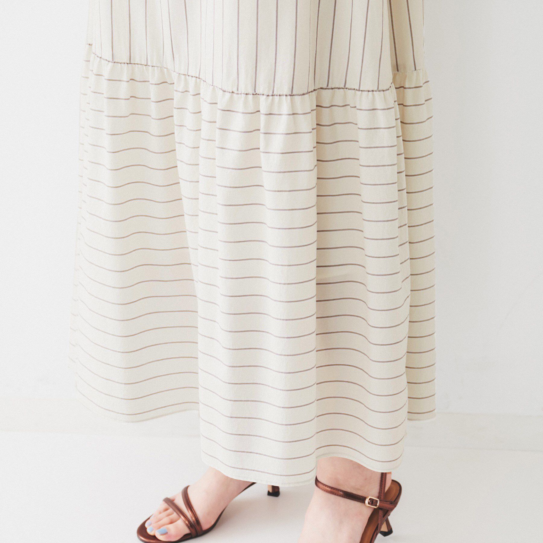 UNTITLED「【洗える/ノースリ/夏ワンピ】ストライプワンピース」|ワンピース|