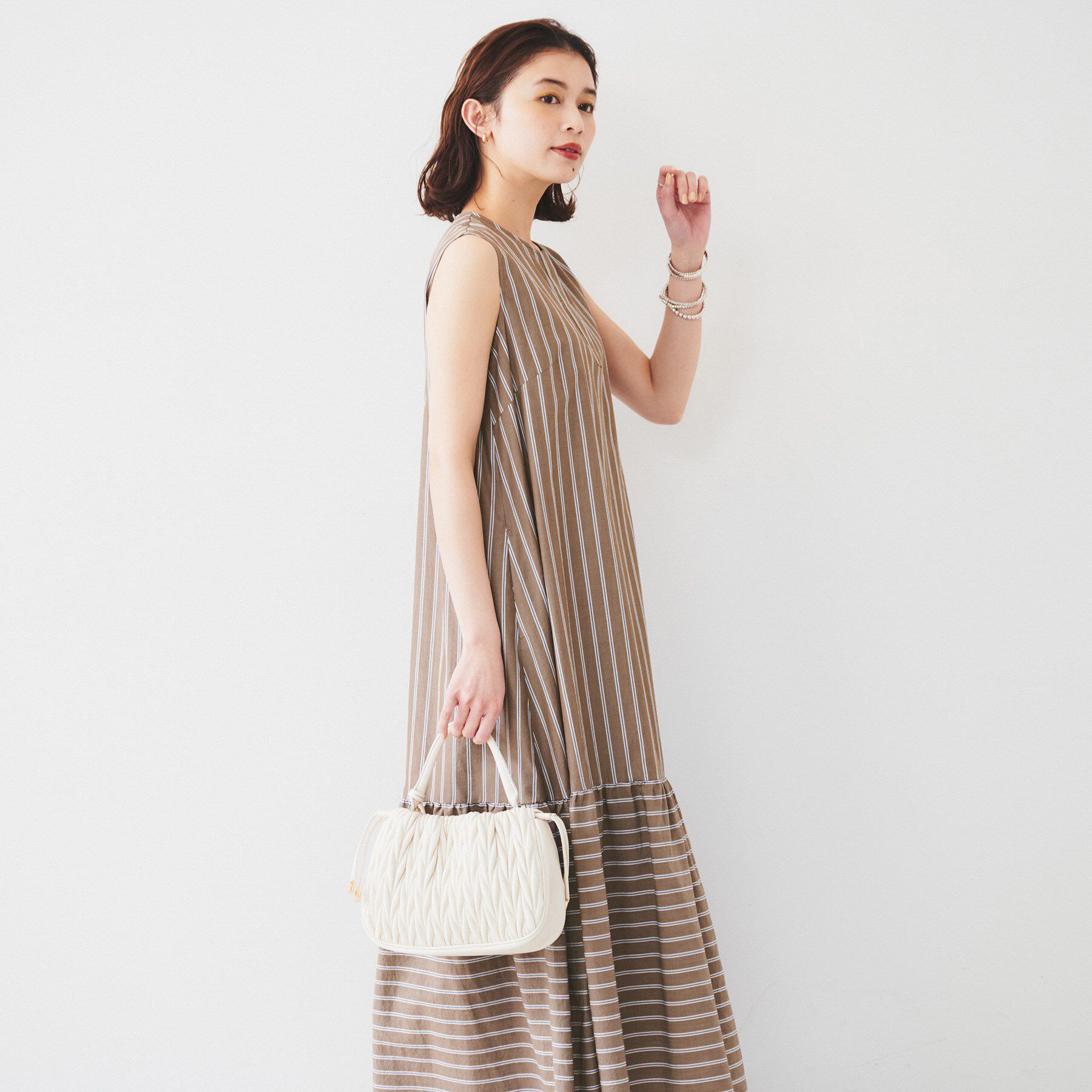 UNTITLED「【洗える/ノースリ/夏ワンピ】ストライプワンピース」|ワンピース|