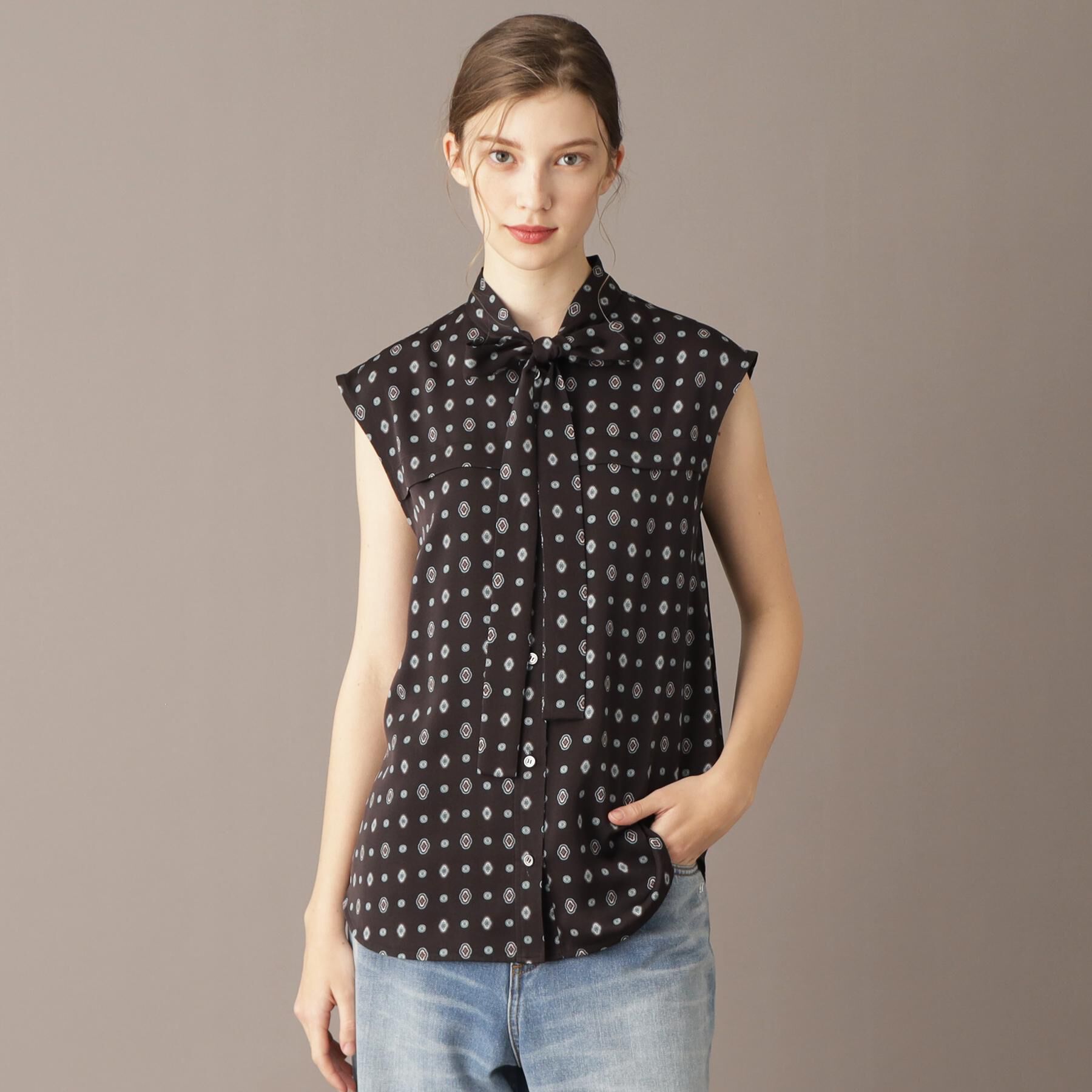 DRESSTERIOR「エスニックヴィンテージプリントボウタイブラウス」|シャツ・ブラウス|