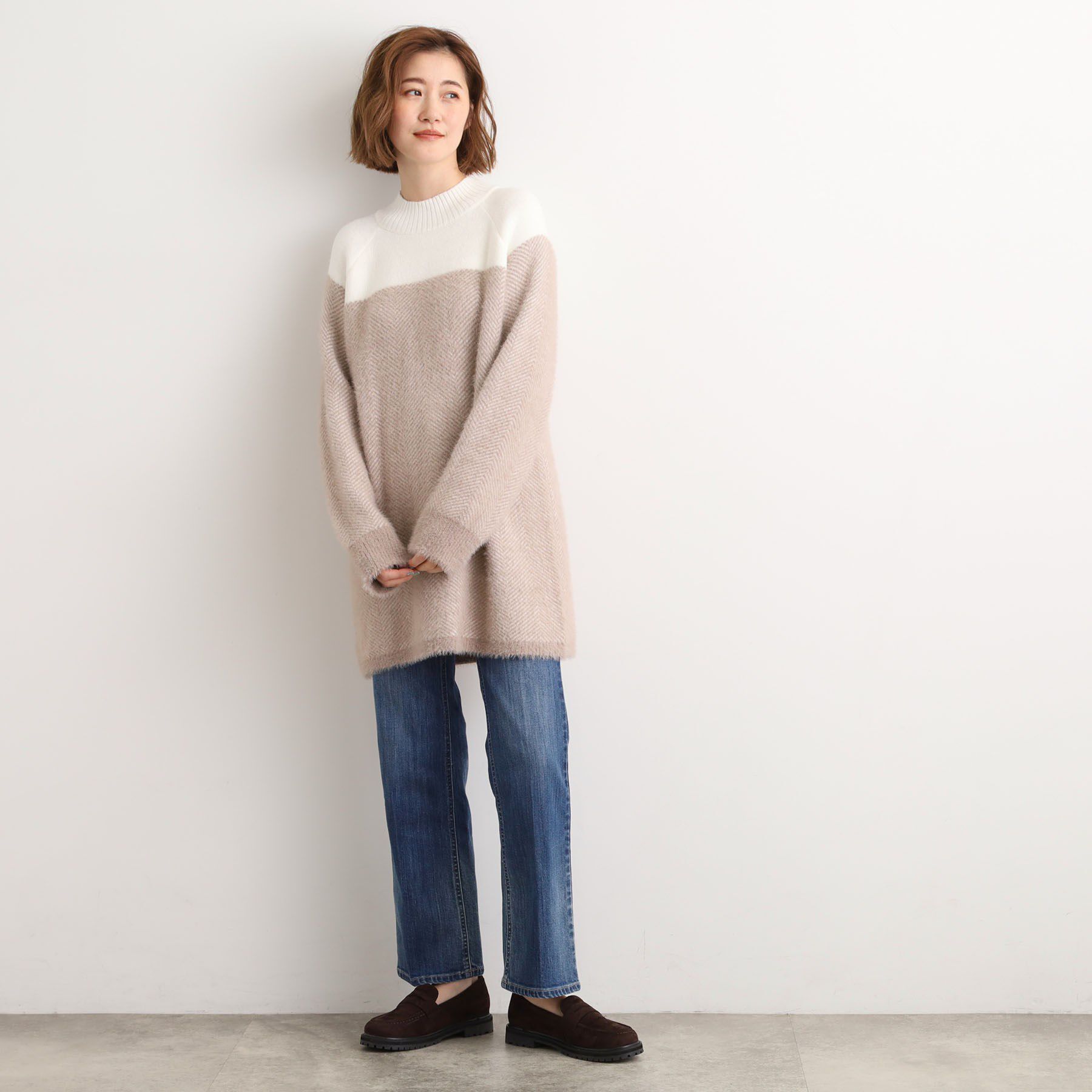 grove「ヘリンボーンジャカードチュニック」|ニット・セーター|