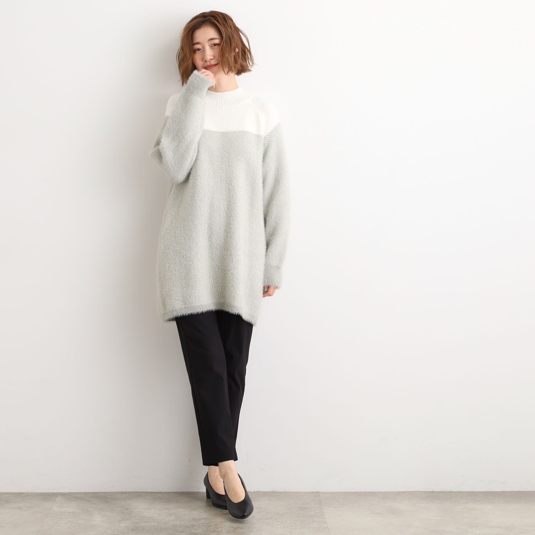 grove「ヘリンボーンジャカードチュニック」|ニット・セーター|