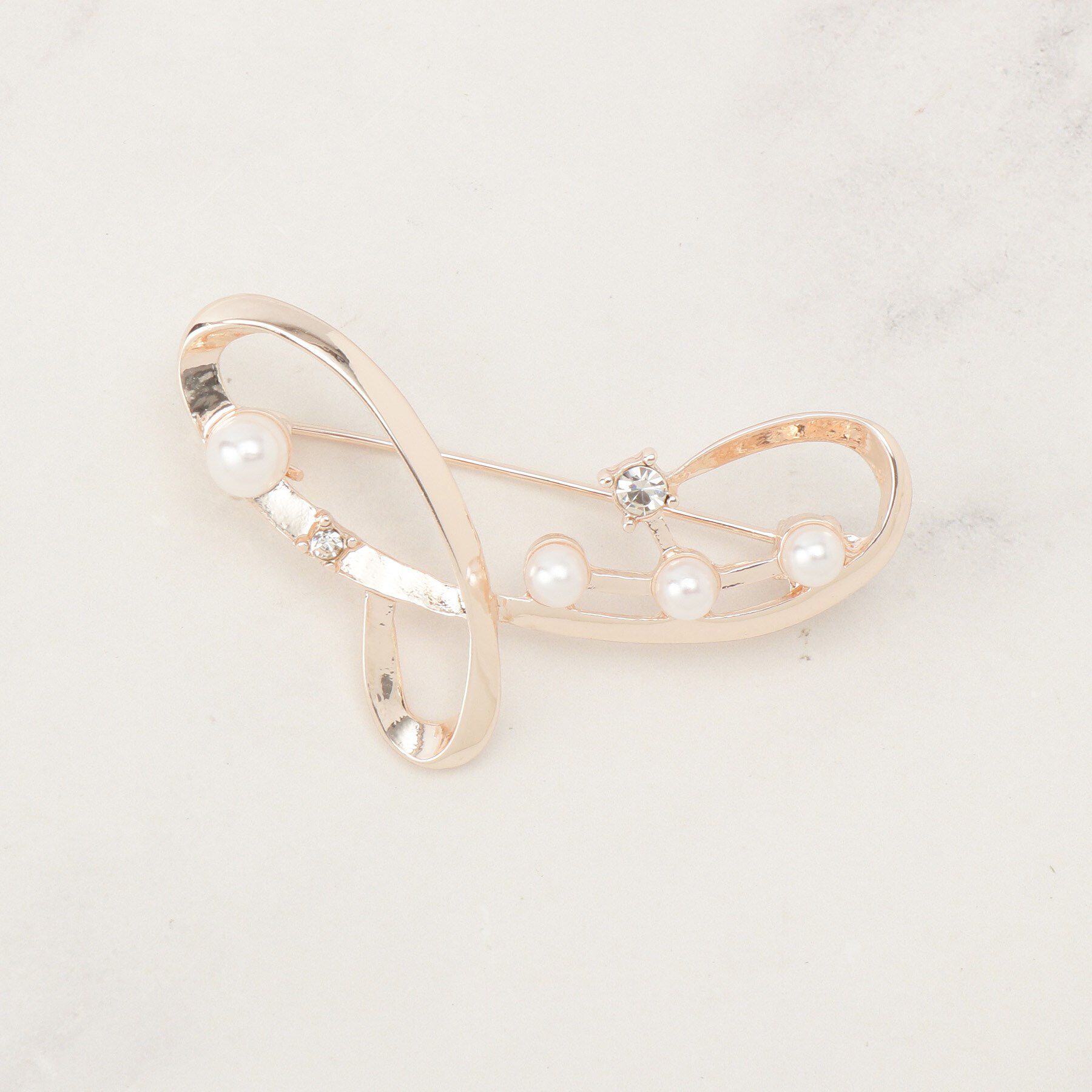 grove「パール調ビジューブローチ」|ブローチ・コサージュ|ピンクゴールド(00