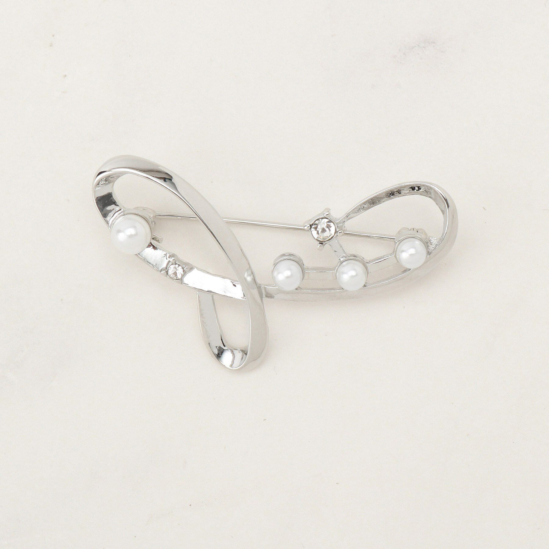 grove「パール調ビジューブローチ」|ブローチ・コサージュ|シルバー(006)