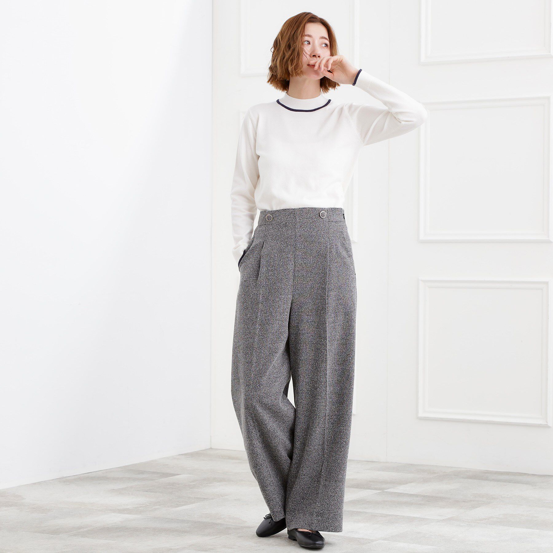 grove「バイカラーハイネックニット」|ニット・セーター|