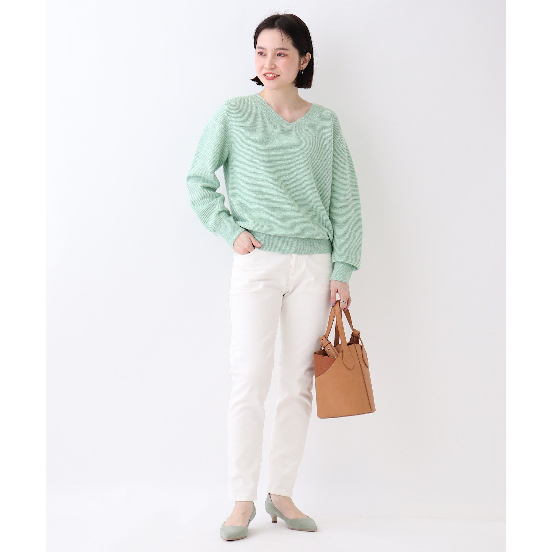 INDIVI「【洗える/ウエストゴム】テーパードデニムパンツ」|デニム|