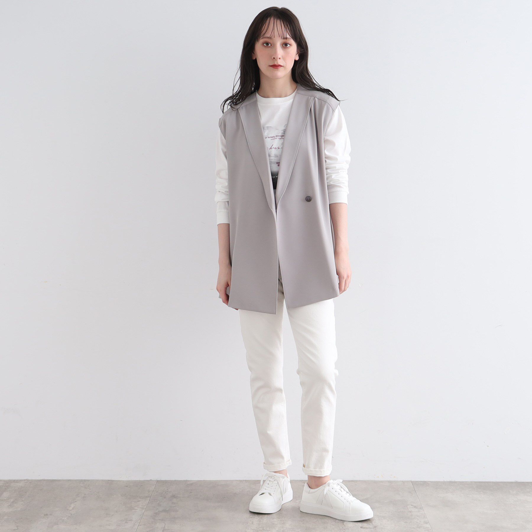 INDIVI「【洗える/ウエストゴム】テーパードデニムパンツ」|デニム|