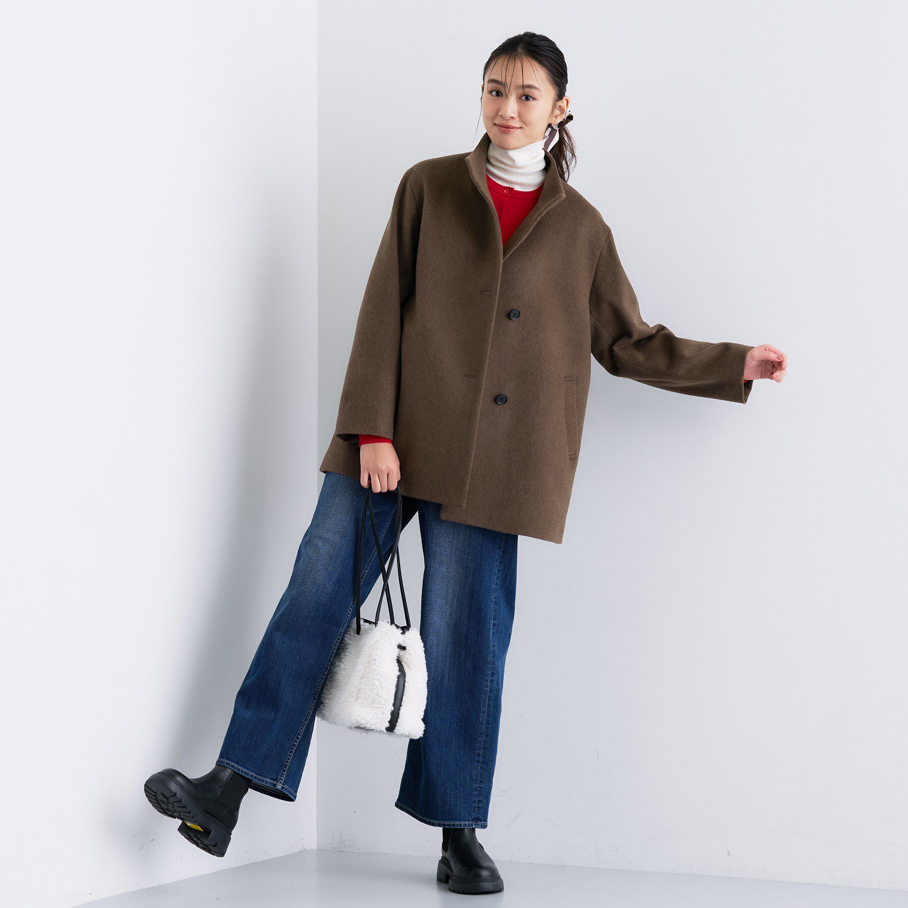 INDIVI「【日本製／ミドル丈】スタンドカラーミドルコート」|その他|