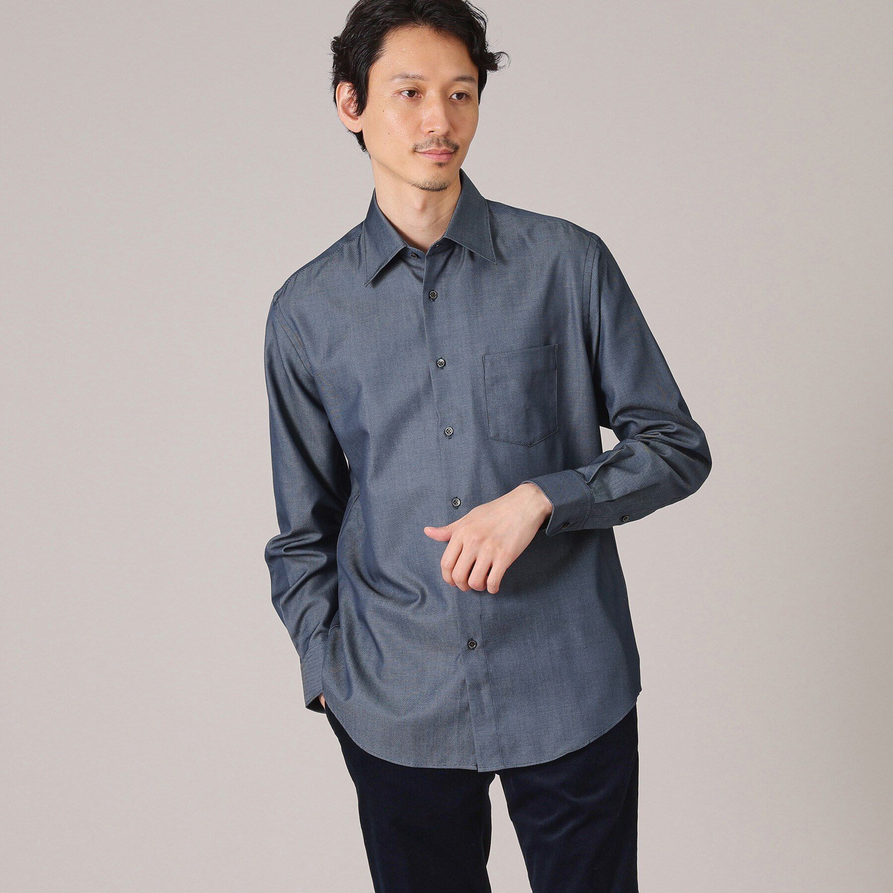 TAKEO KIKUCHI「ユーティリティー デニムルック シャツ」|シャツ・ブラウス|ﾌﾞﾙｰ(093)