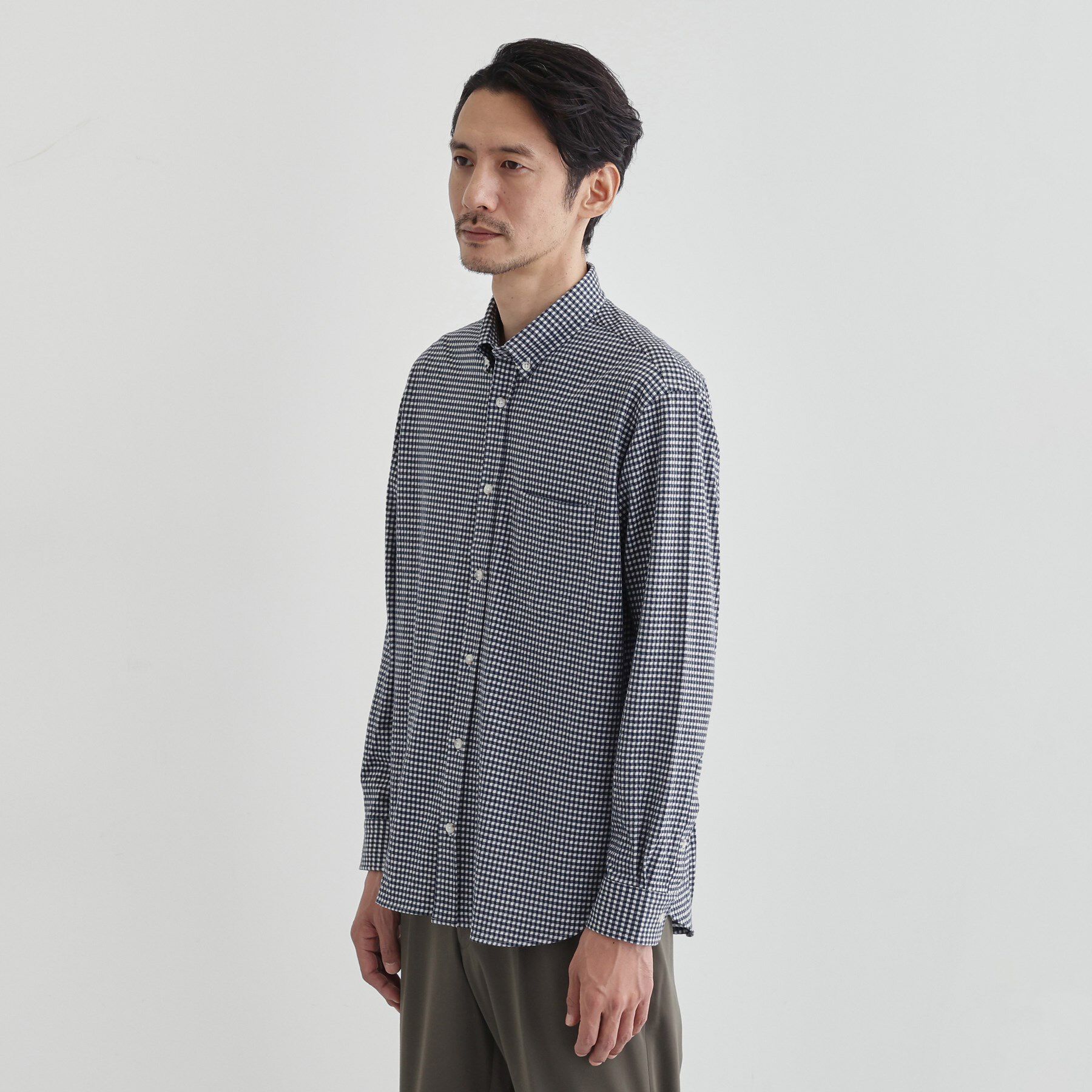 TAKEO KIKUCHI「【抗菌防臭】サッカーギンガムチェック ボタンダウンシャツ」|シャツ・ブラウス|ネイビー(294)