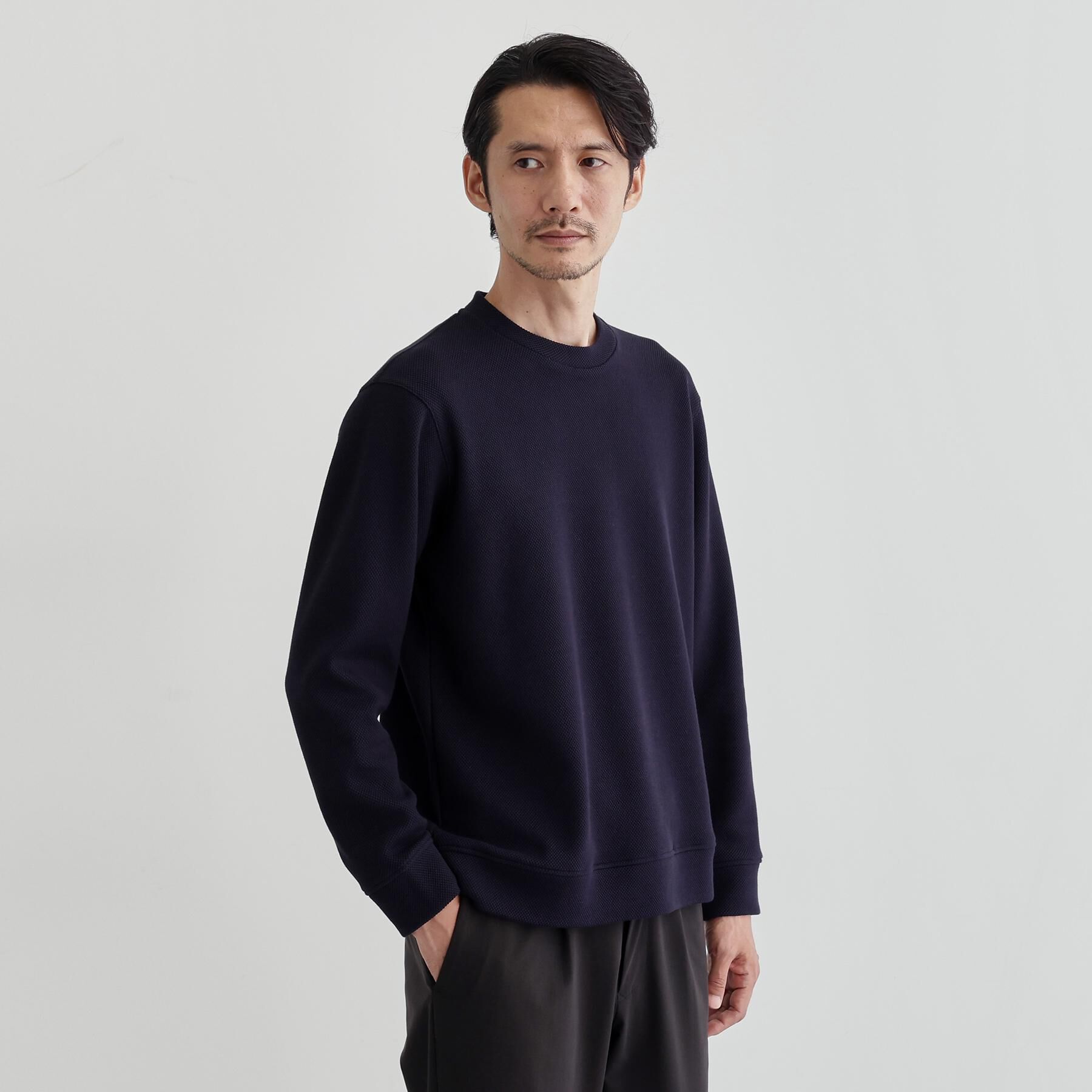 TAKEO KIKUCHI「【尾州織】クルーネック カットソー」|Tシャツ・カットソー|ネイビー(094)