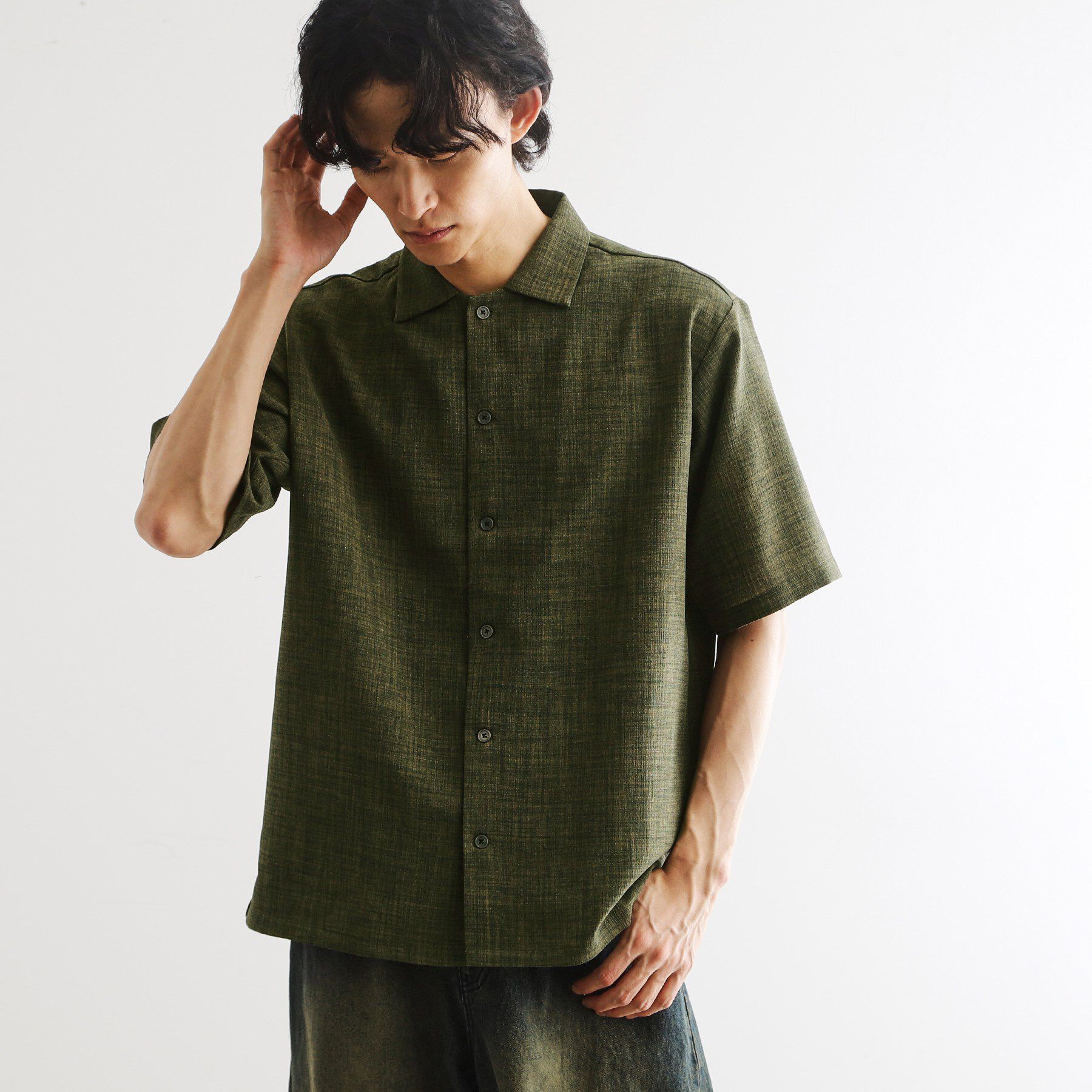 tk.TAKEO KIKUCHI「【セットアップ対応】テックキャンバスシャツ」|シャツ・ブラウス|オリーブグリーン(0