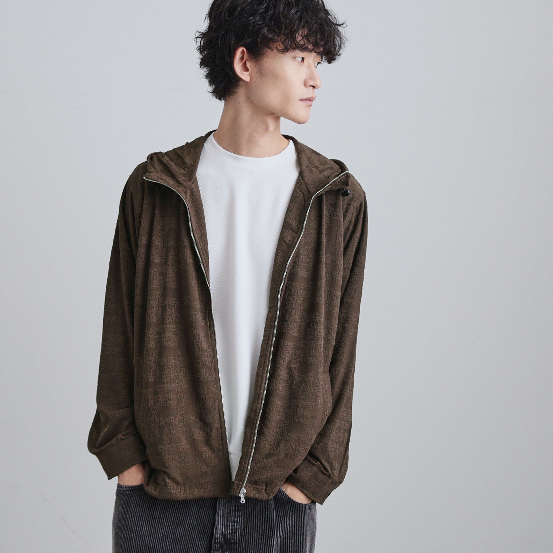 tk.TAKEO KIKUCHI「ジャカードジップパーカー」|パーカー|ブラウン(043)