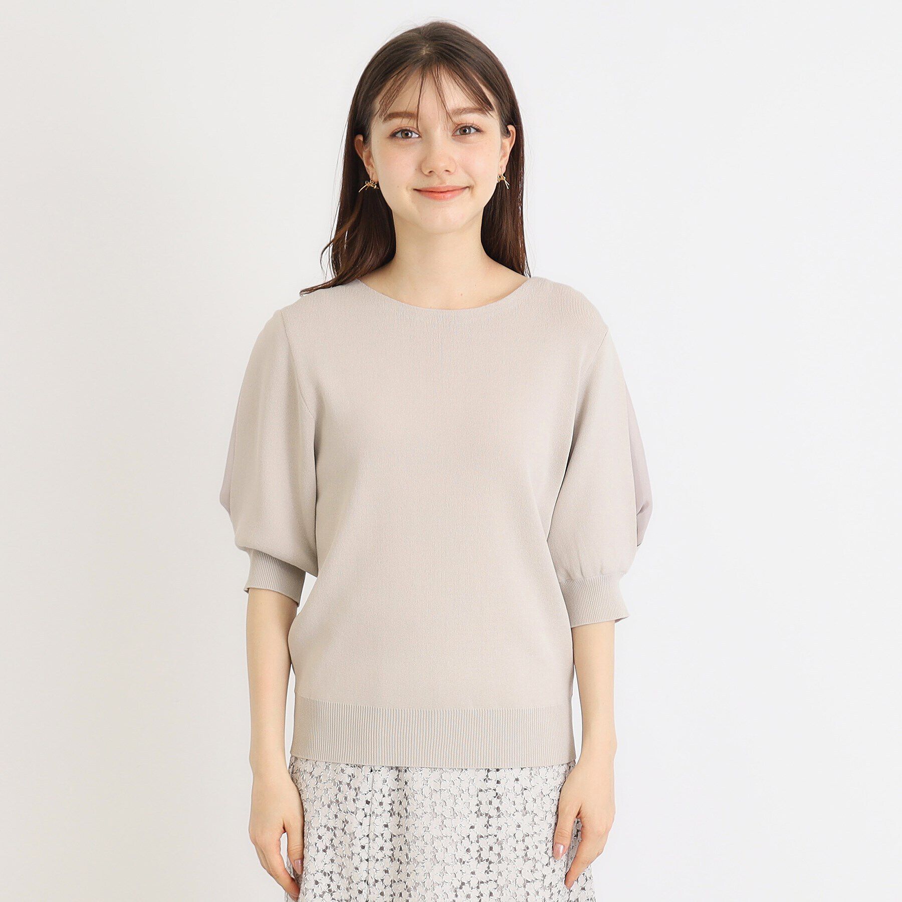 index「クールタッチデザインスリーブニット【洗濯機洗い可/抗ピル/接触冷感】」|ニット・セーター|