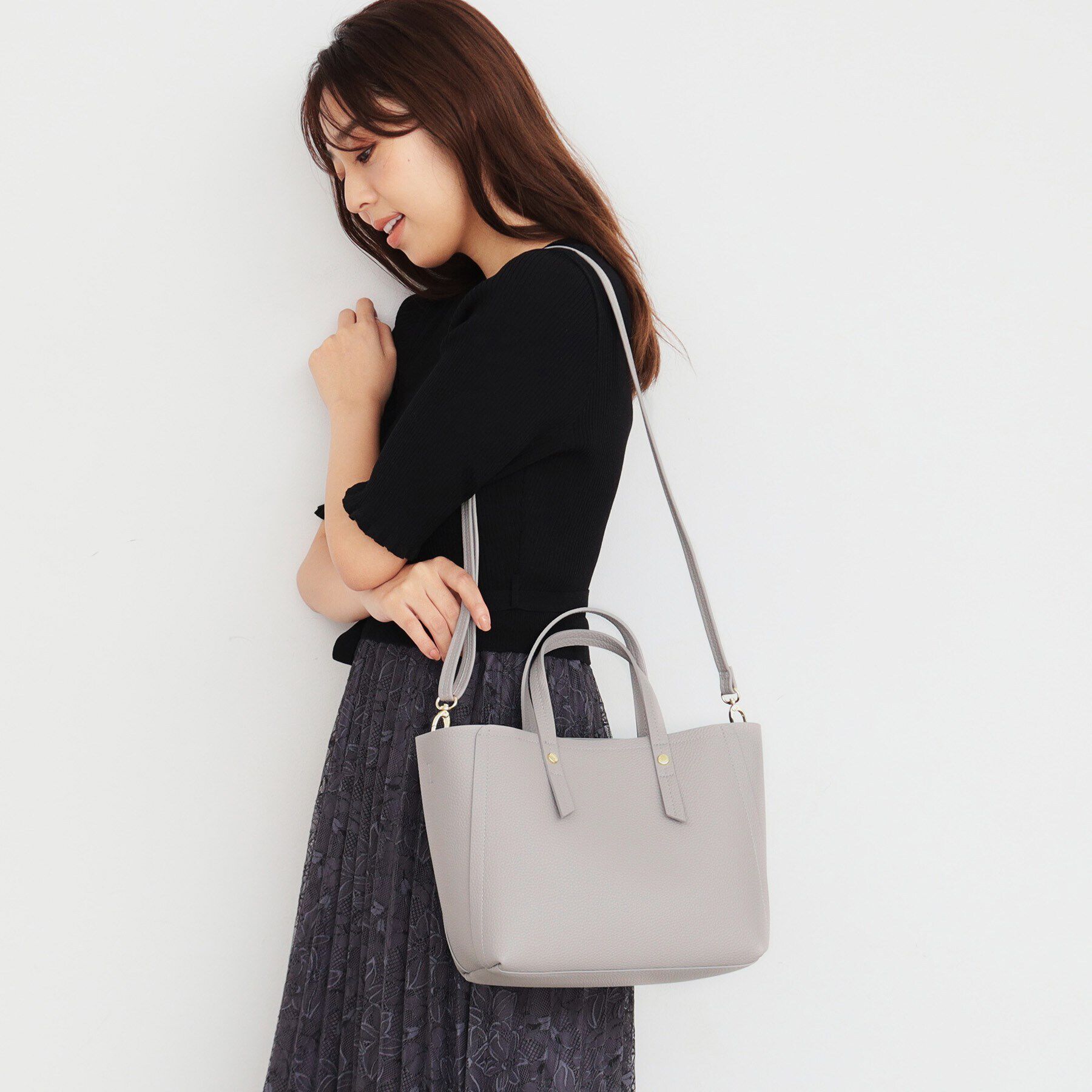 index「【2WAY】フェイクレザーミドルトートバッグ」|トートバッグ|