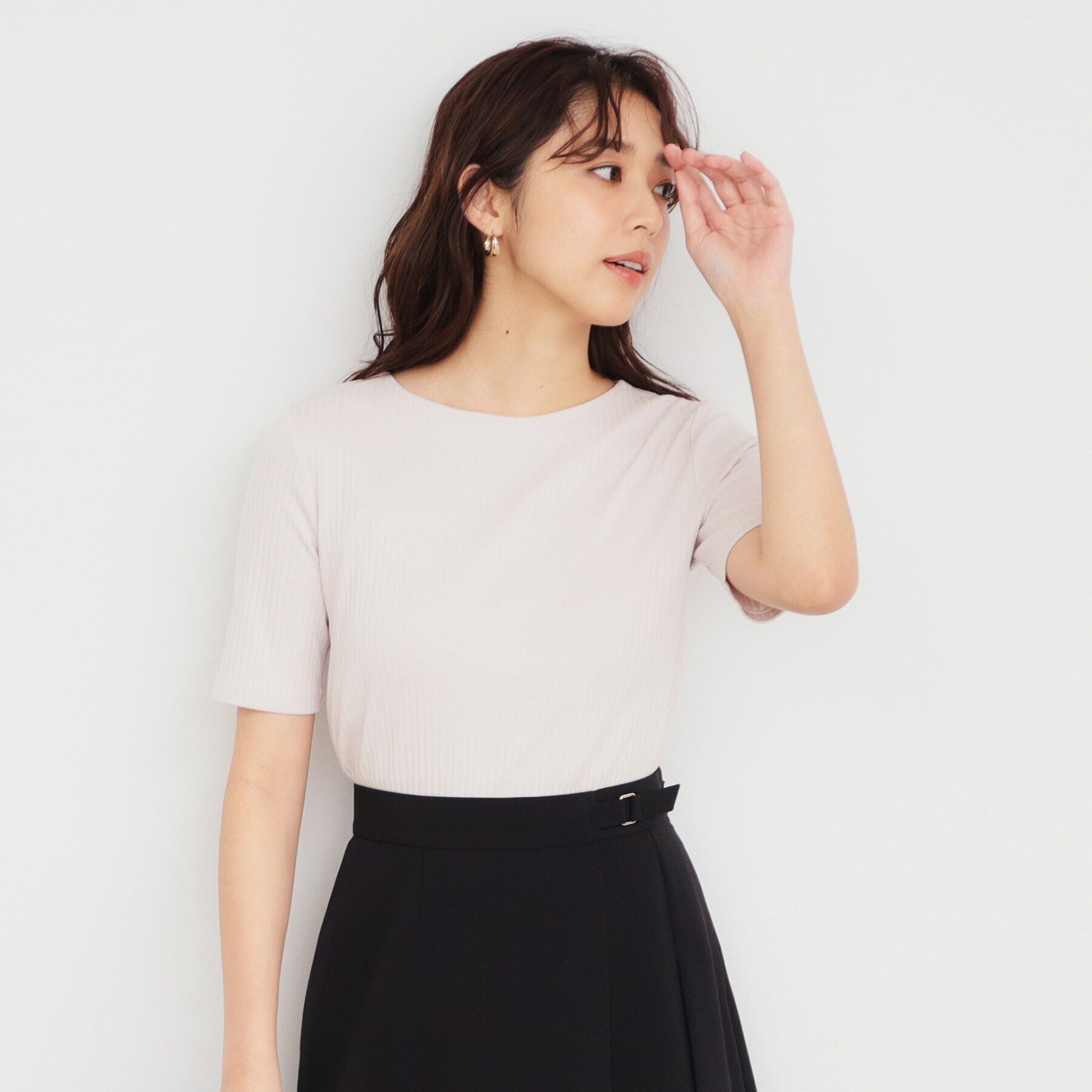 index「《5color/S-LLsize》ワイドリブボートネックトップス【洗濯機洗い可/接触冷感】」|Tシャツ・カットソー|