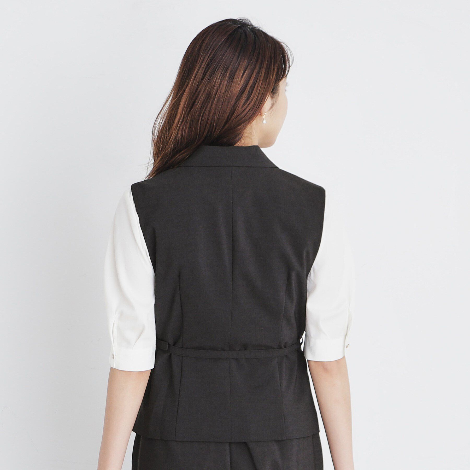 index「麻調コンパクトテーラードジレ/セットアップ対応【洗濯機洗い可】」|ベスト・ジレ|