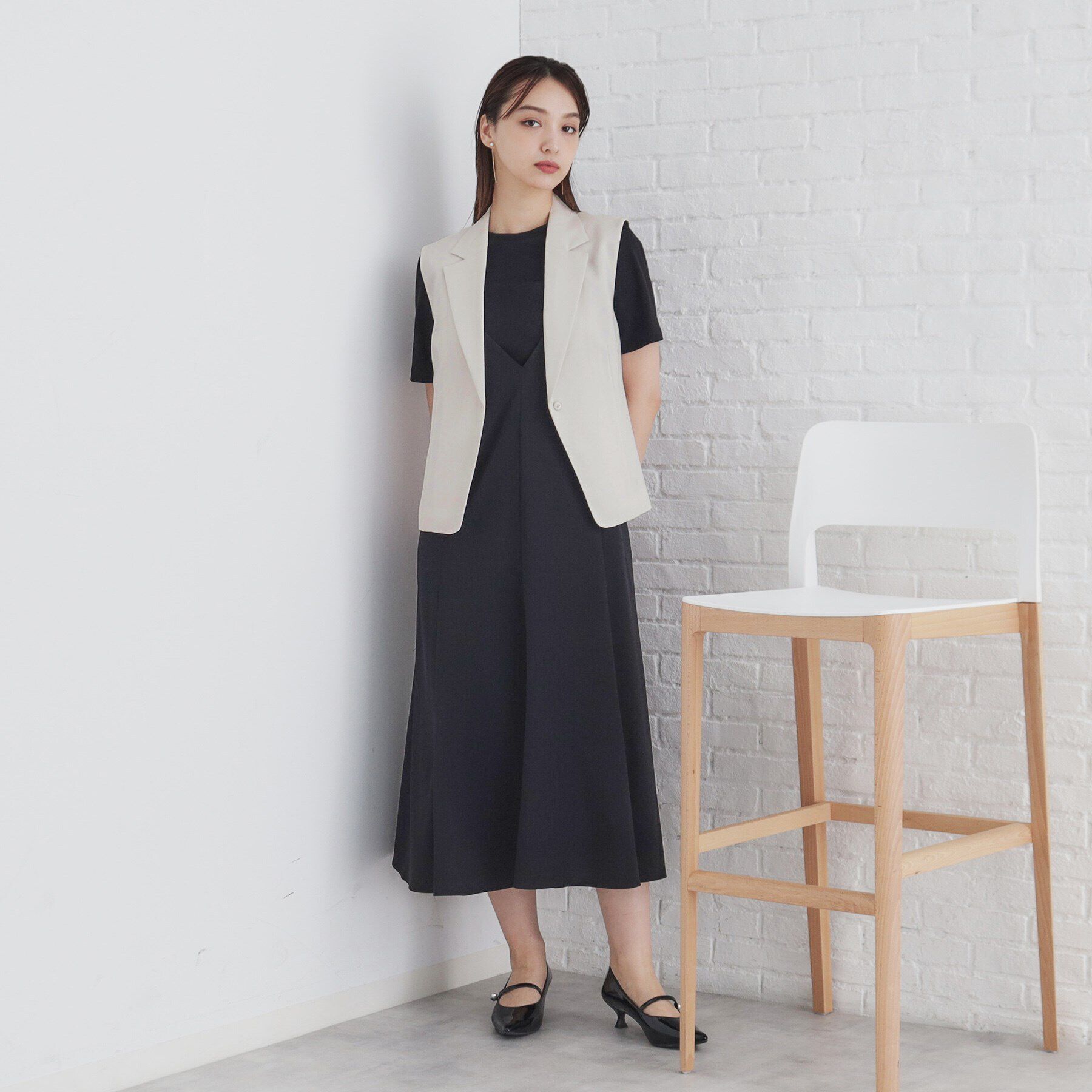 index「麻調コンパクトテーラードジレ/セットアップ対応【洗濯機洗い可】」|ベスト・ジレ|