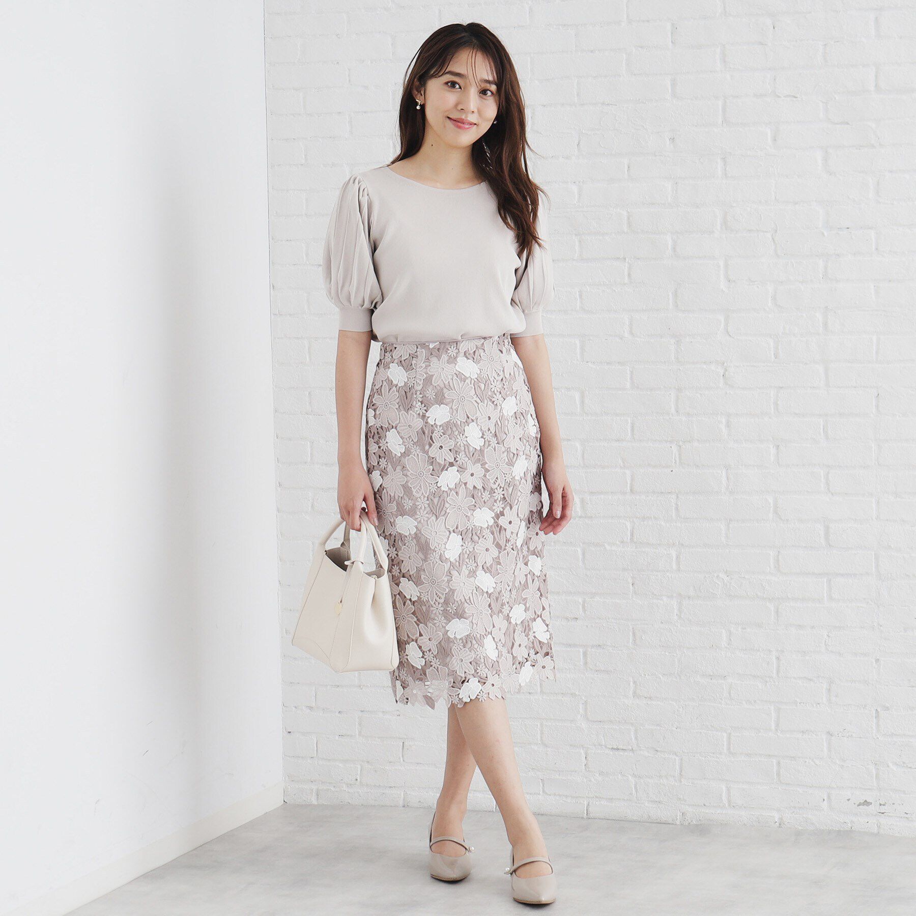 index「《S-LLsize/6color》ドライタッチ プリーツスリーブニット【洗濯機洗い可/抗ピル/接触冷」|ニット・セーター|