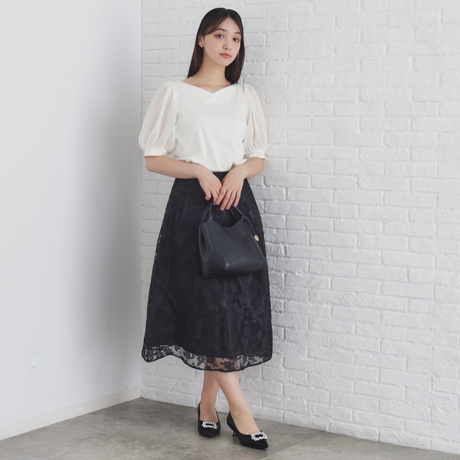 index「シアースリーブハートネックトップス【洗濯機洗い可】」|Tシャツ・カットソー|