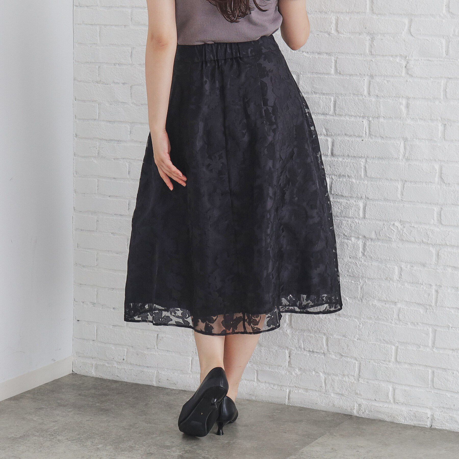 index「オパール加工フラワーフレアスカート【洗濯機可】」|スカート|