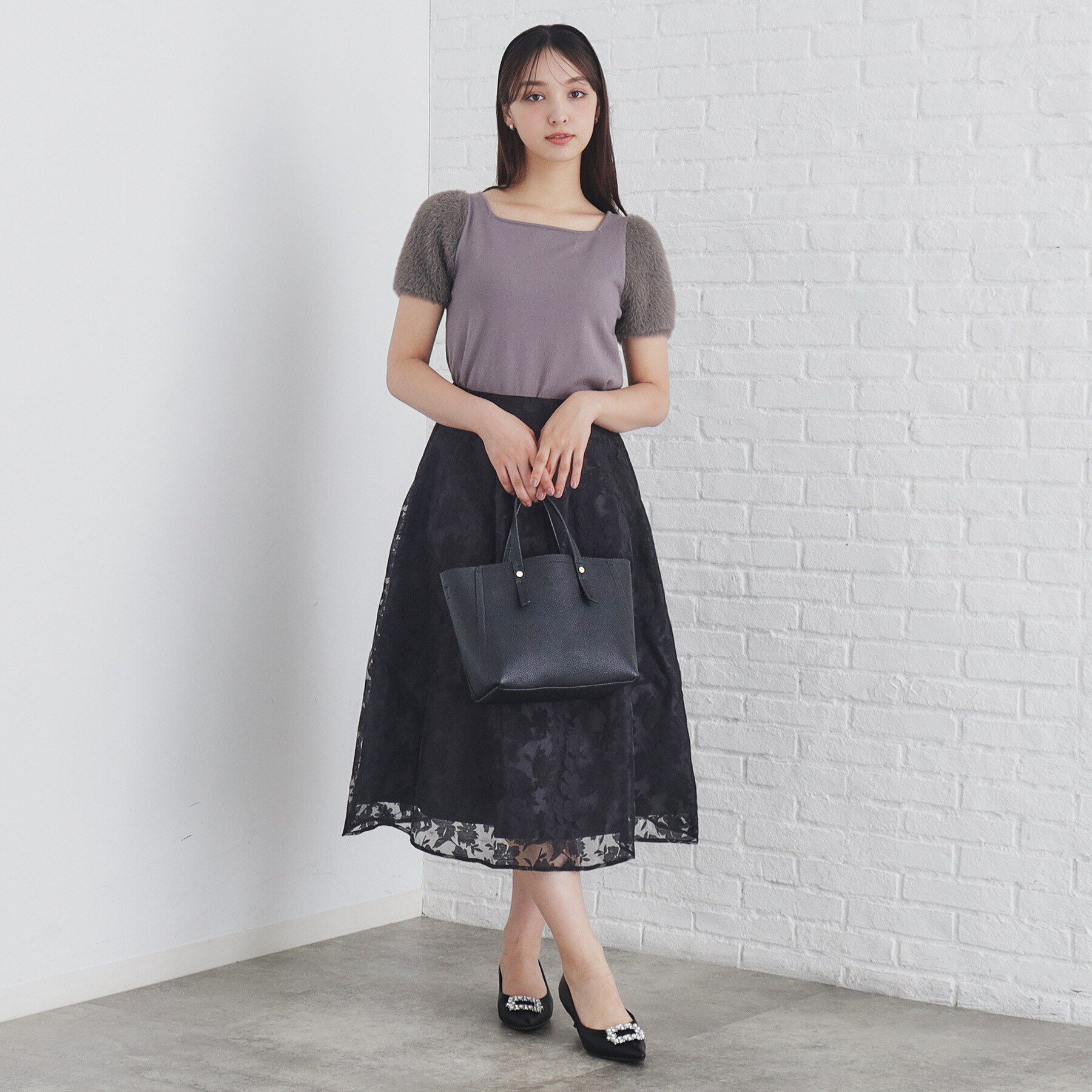 index「オパール加工フラワーフレアスカート【洗濯機可】」|スカート|