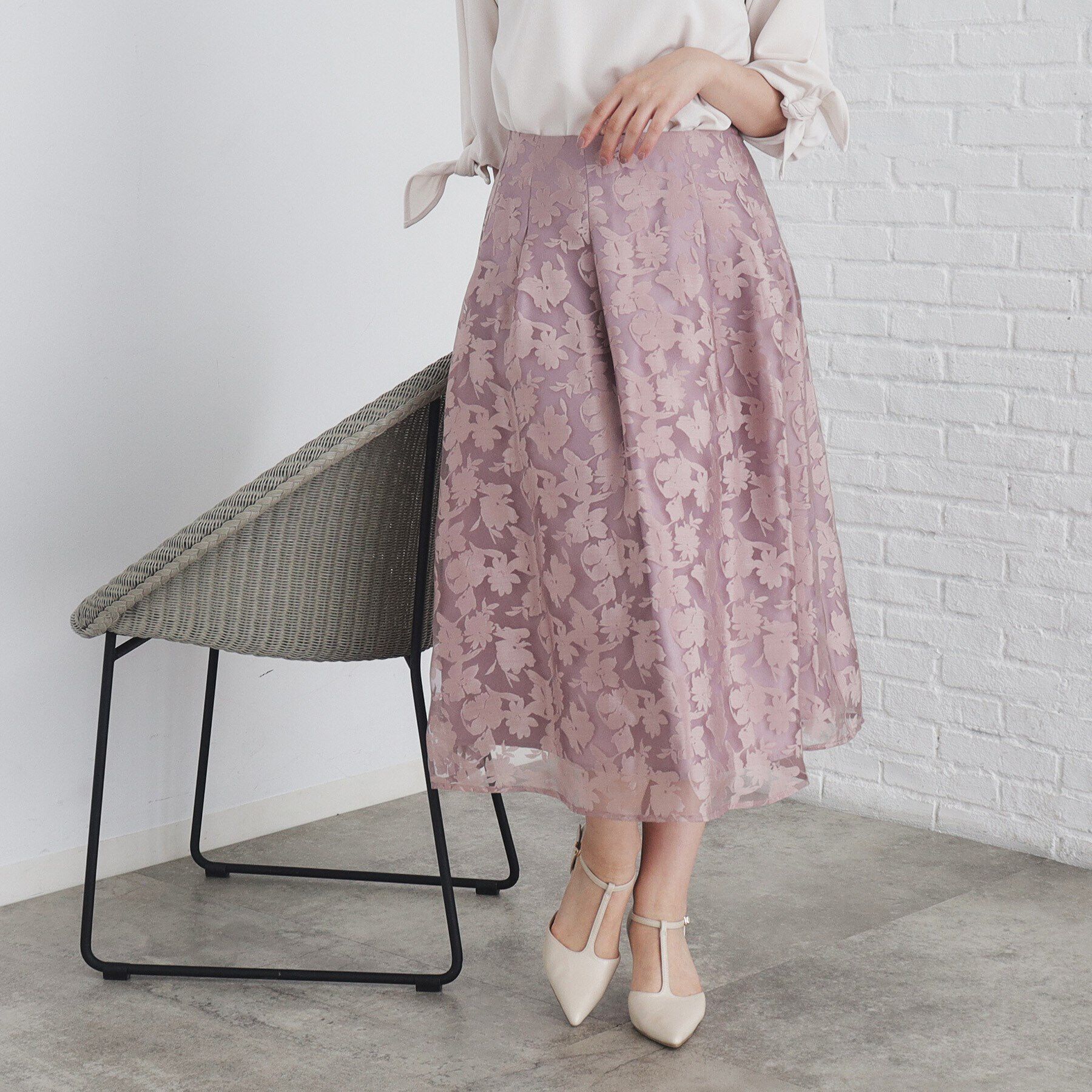 index「オパール加工フラワーフレアスカート【洗濯機可】」|スカート|