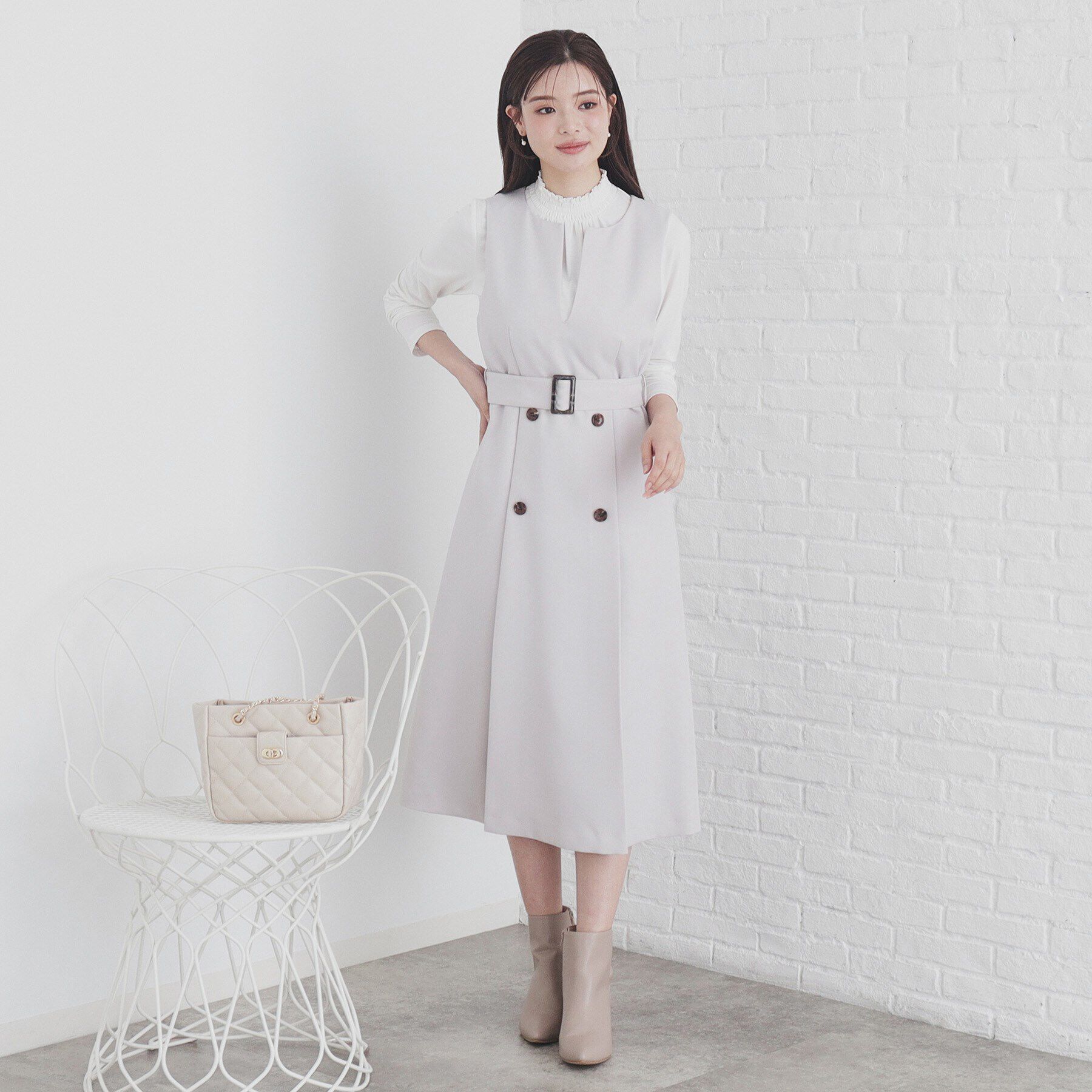 index「《andGIRL掲載》トレンチコート風ジャンパスカート【洗濯機洗い可/防シワ】」|ワンピース|