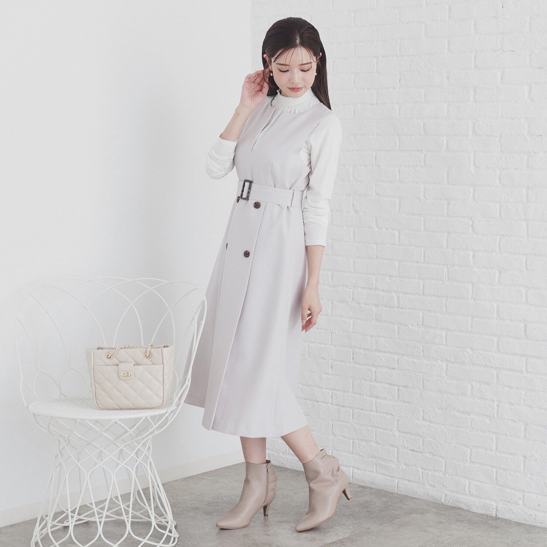 index「《andGIRL掲載》トレンチコート風ジャンパスカート【洗濯機洗い可/防シワ】」|ワンピース|