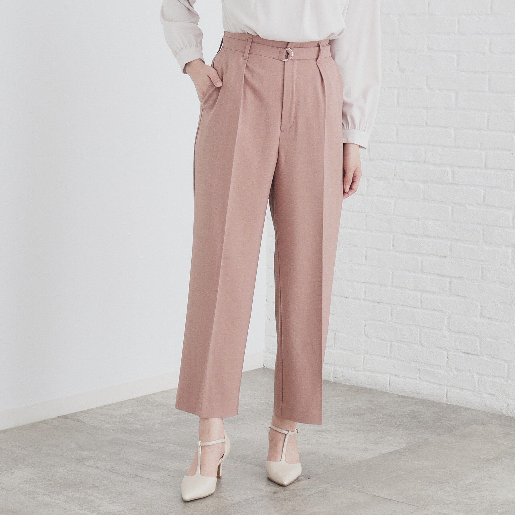 index「ストレッチベルテッドストレートパンツ【洗濯機洗い可/防シワ】」|その他|オレンジ(069)