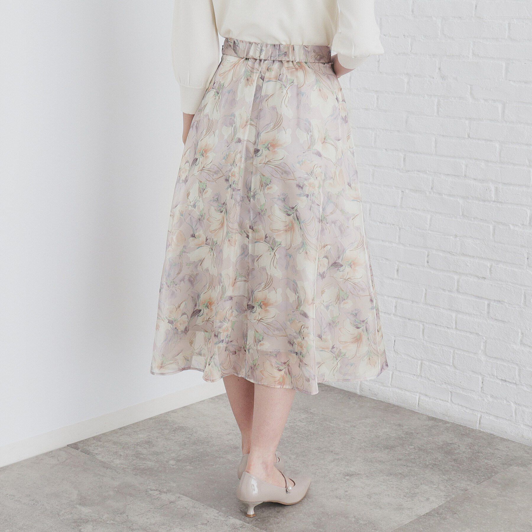 index「オーガンジーフラワーフレアスカート【洗濯機洗い可/イージーアイロン】」|スカート|