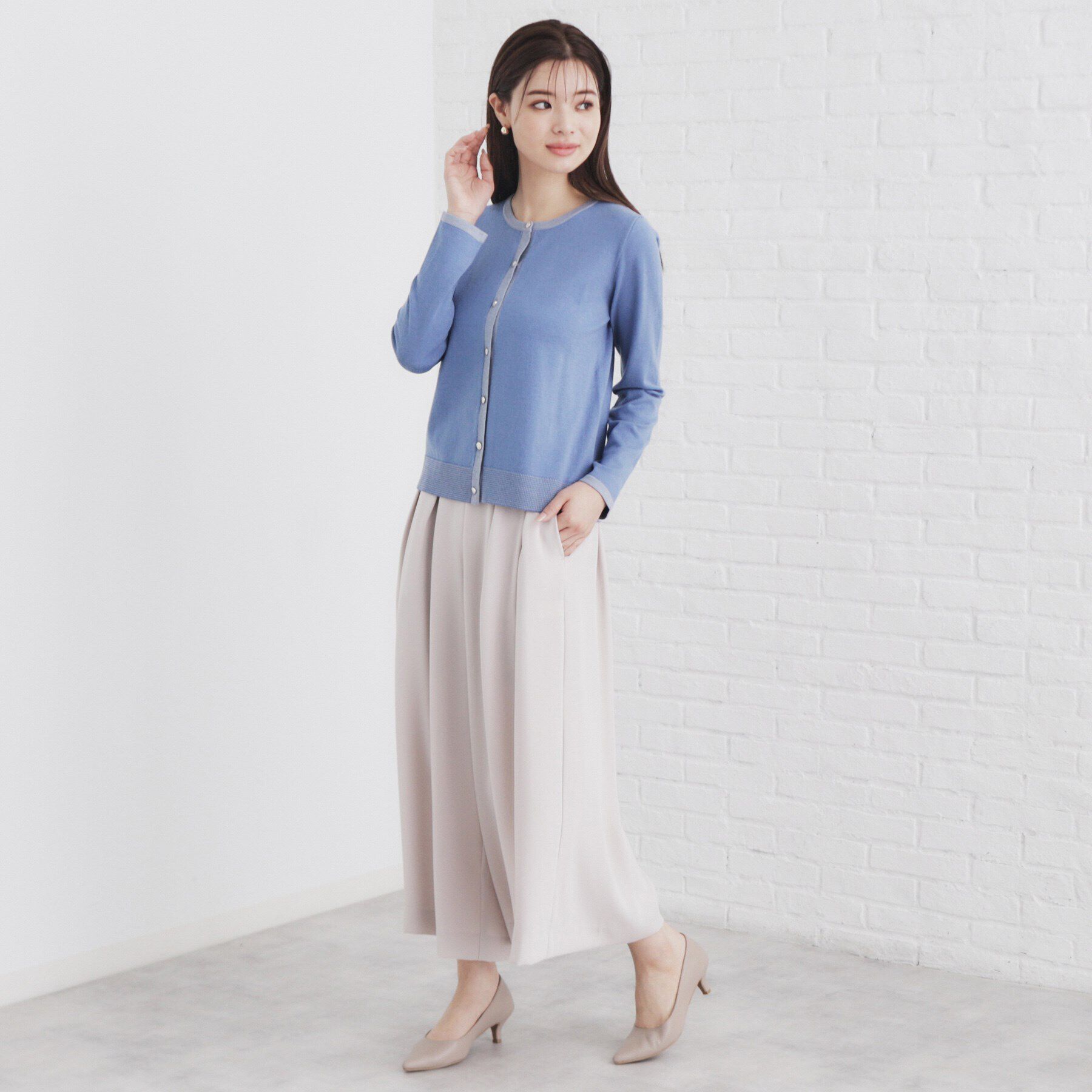 index「バイカラーカーディガン【洗濯機洗い可】」|カーディガン|