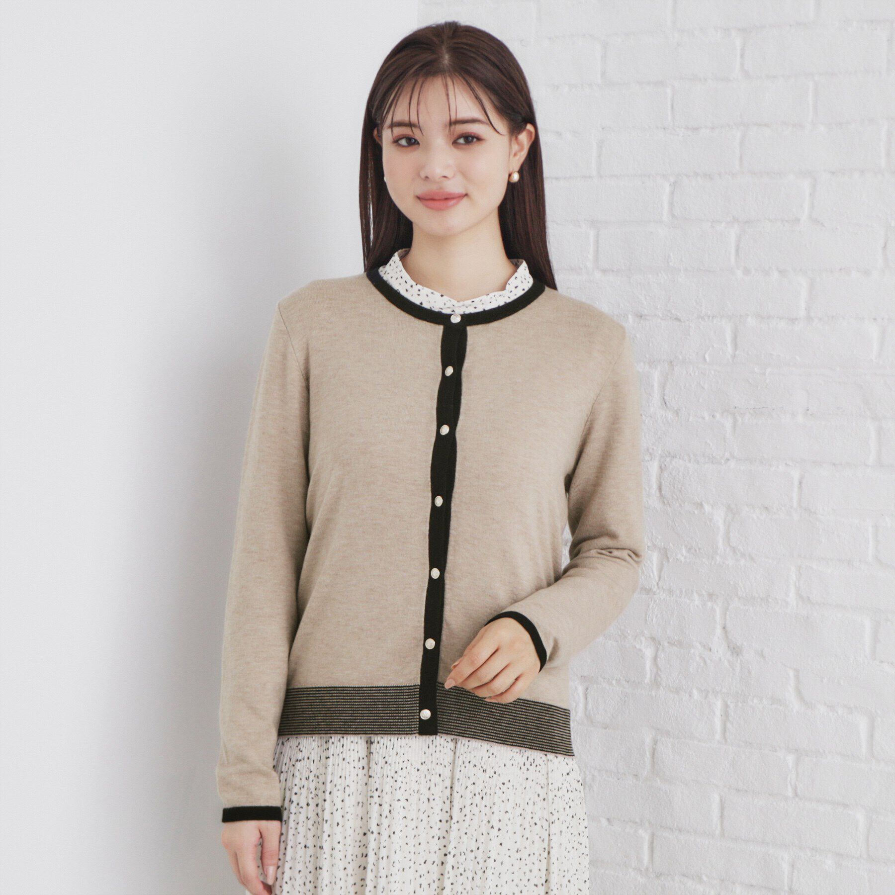 index「バイカラーカーディガン【洗濯機洗い可】」|カーディガン|