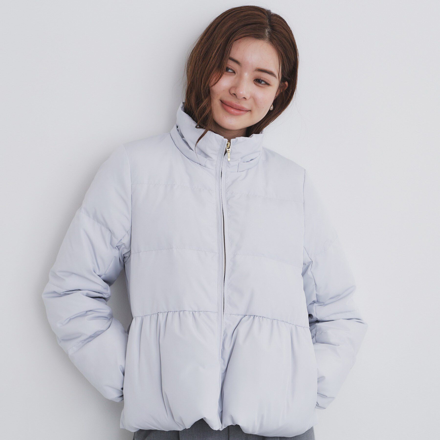 index「河田ダウン ライトペプラムコート【洗濯機洗い可/撥水/静電気防止裏地】」|ダウン|ライトグレー(011