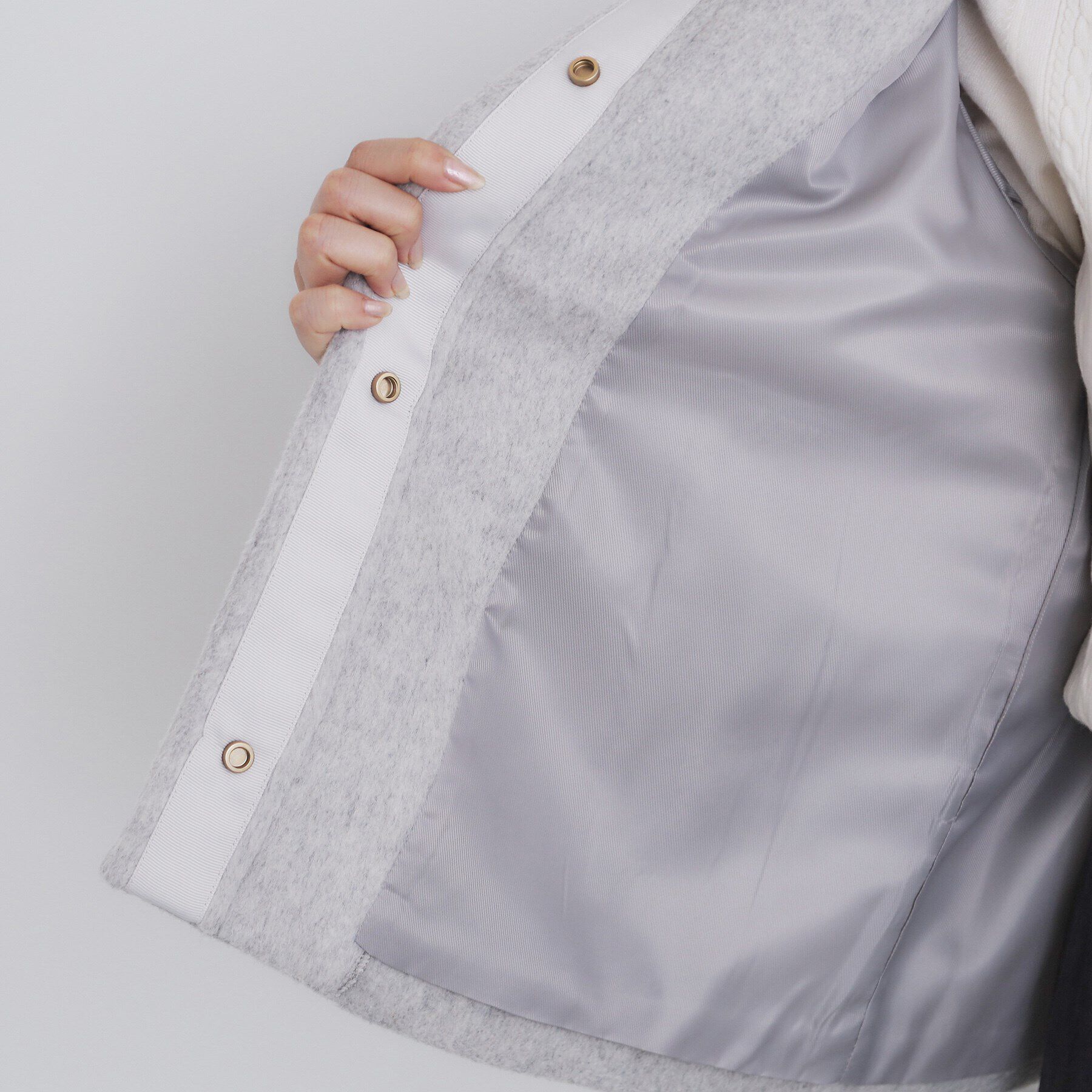 index「《5color/XS-LLsize》ウール混ノーカラーショートコート」|ノーカラーコート|