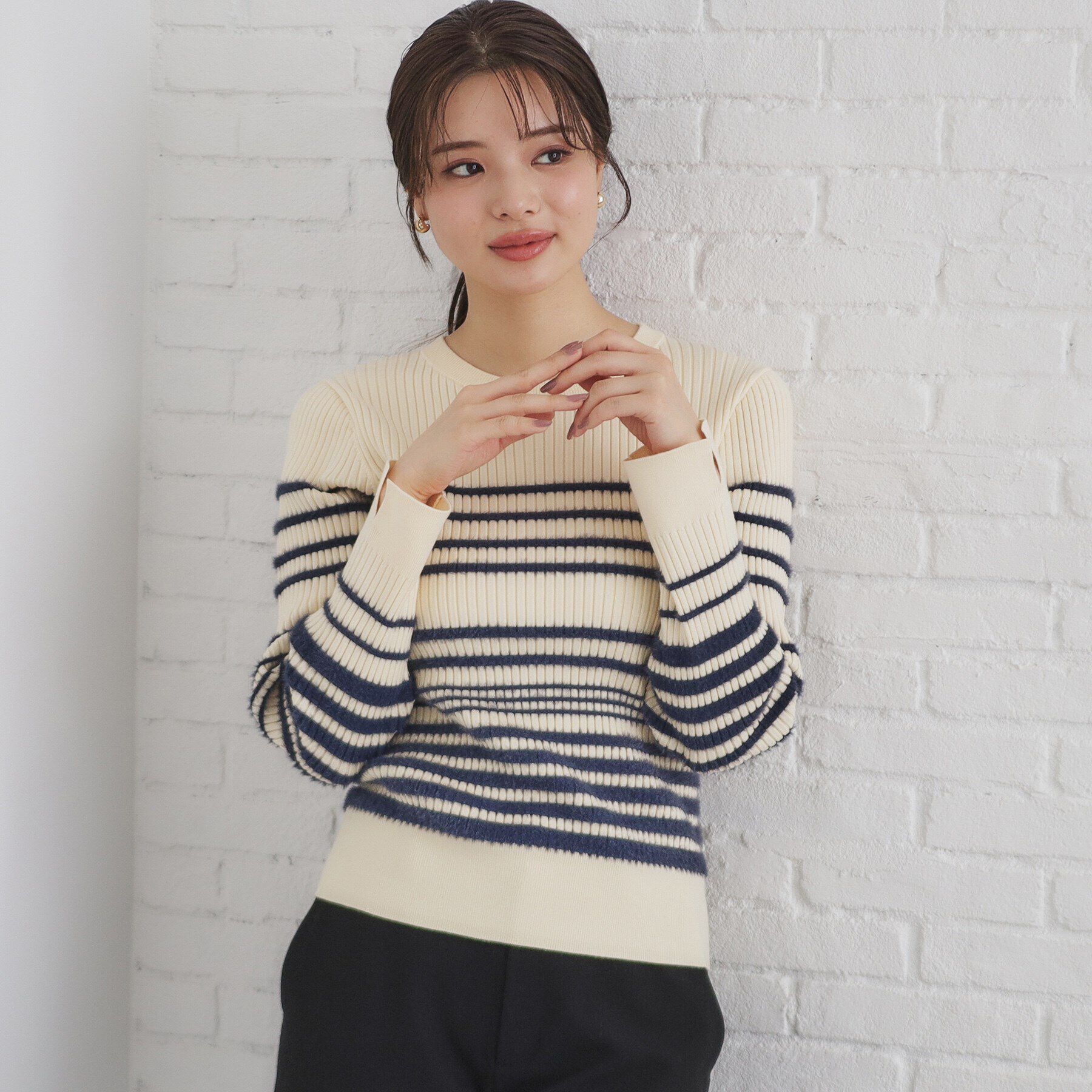 index「フェザーランダムボーダーリブニット【洗濯機洗い可】」|ニット・セーター|