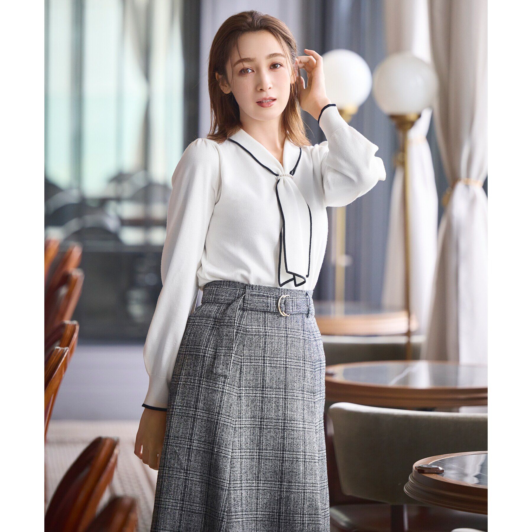 index「《8color/XS-LLsize》パール調パーツ付き ボウタイニット【洗濯機可】」|ニット・セーター|