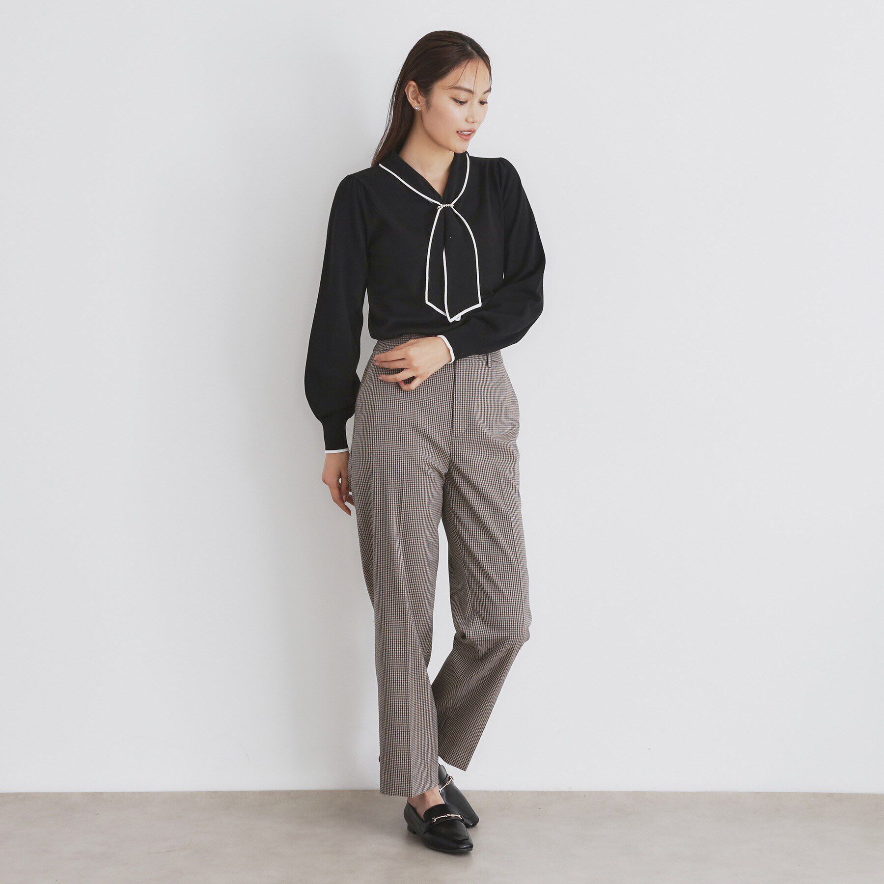 index「《8color/XS-LLsize》パール調パーツ付き ボウタイニット【洗濯機可】」|ニット・セーター|