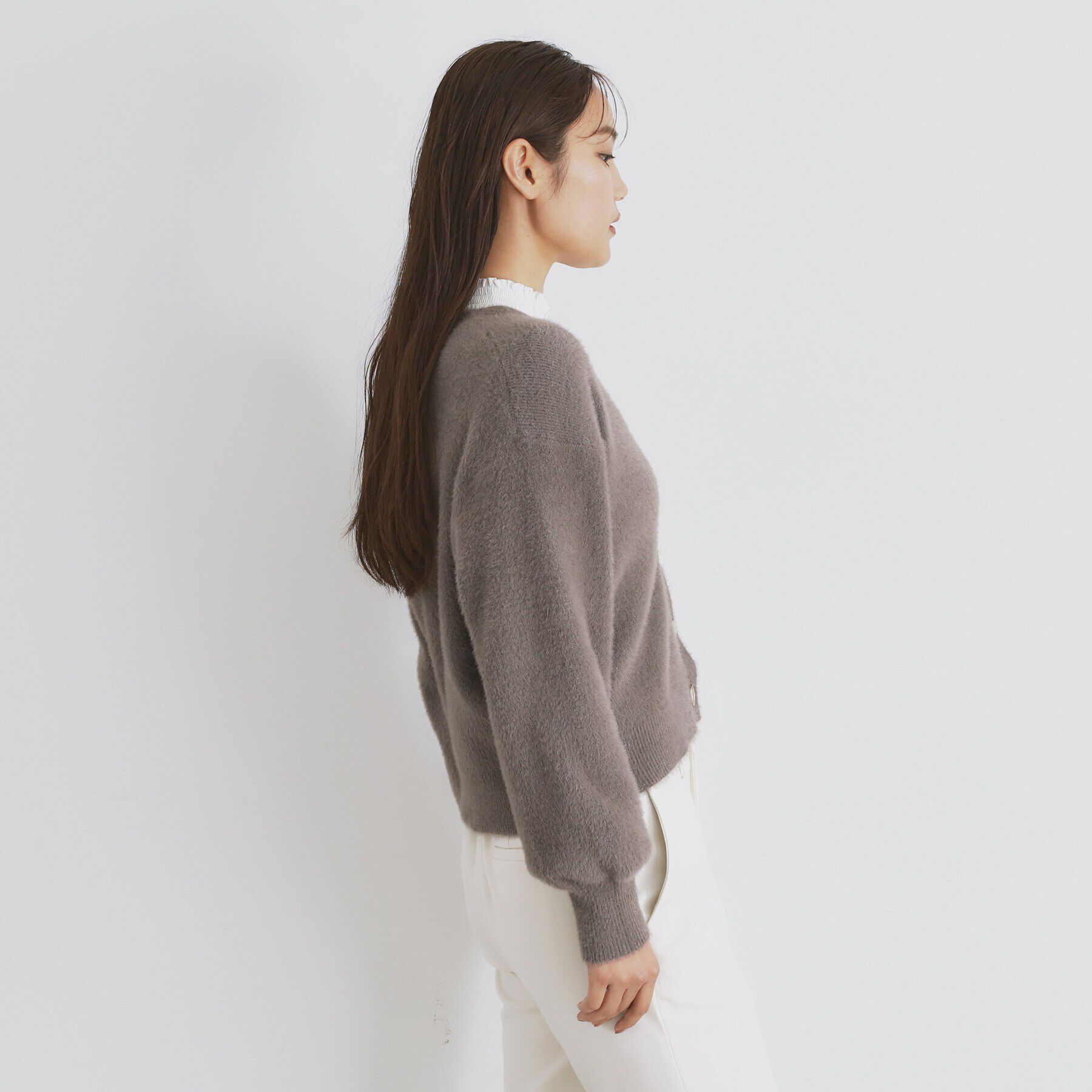 index「《美人百花掲載》ラメフェザーヤーンカーディガン【洗濯機洗い可】」|カーディガン|