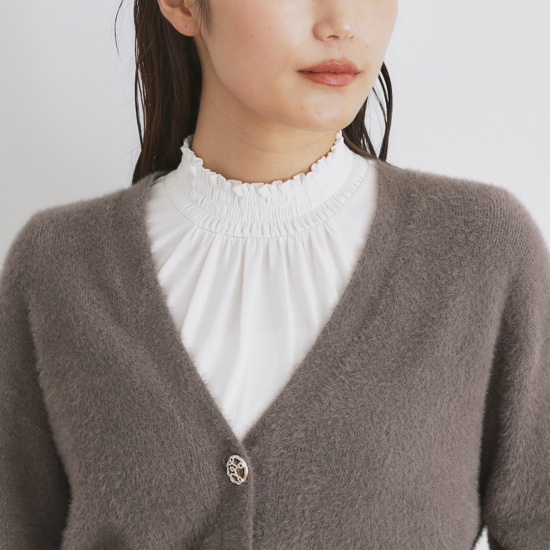 index「《美人百花掲載》ラメフェザーヤーンカーディガン【洗濯機洗い可】」|カーディガン|