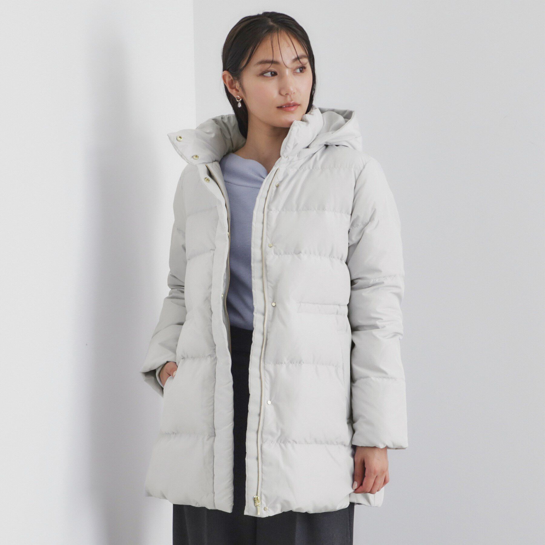 index「《XS-LLsize》河田ダウン ドロストミドルコート【洗濯機洗い可/撥水/静電気防止裏地】」|ダウン|