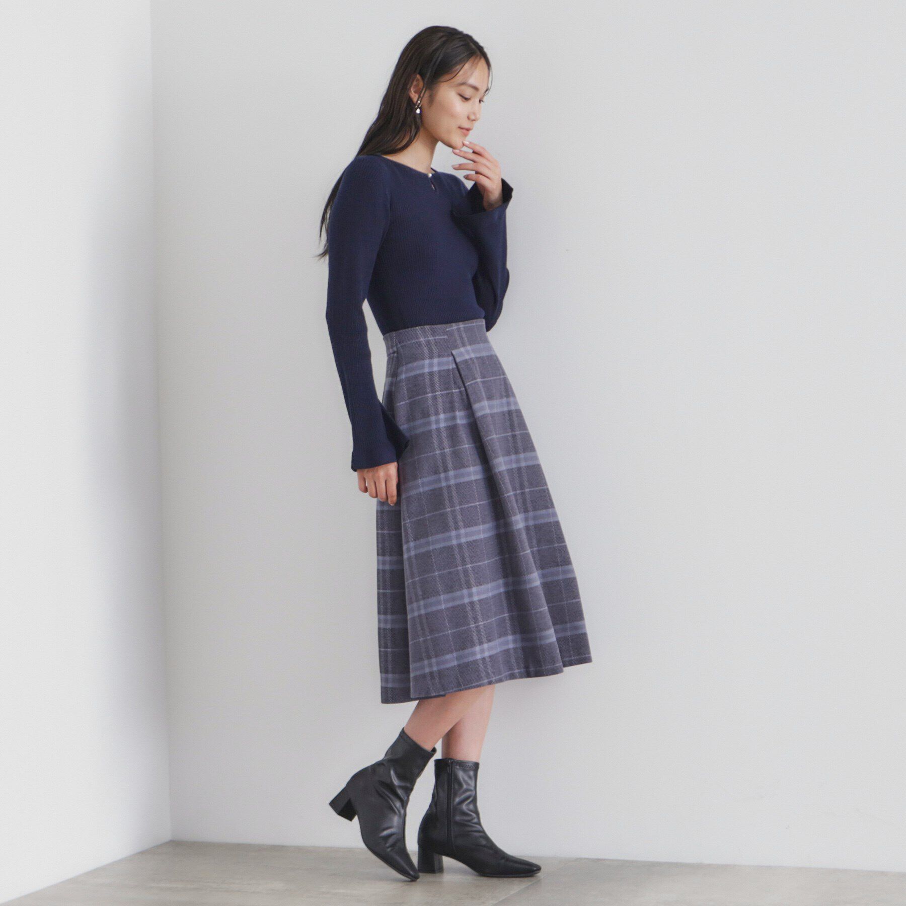 index「フロントパール袖フリルリブニット【洗濯機洗い可】」|ニット・セーター|