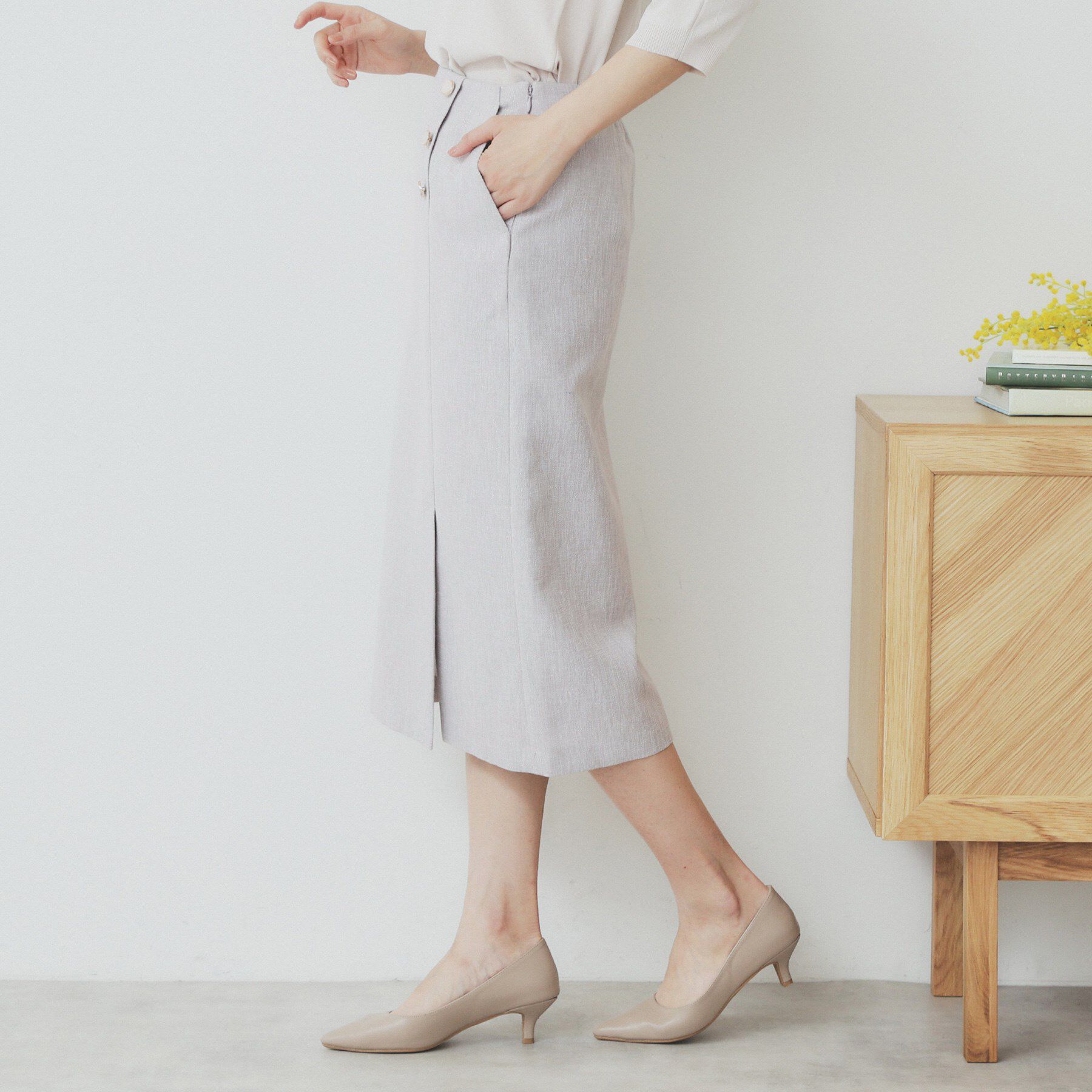 index「リネンライクラメツイードラップタイトスカート/セットアップ対応【洗濯機洗い可】」|スカート|