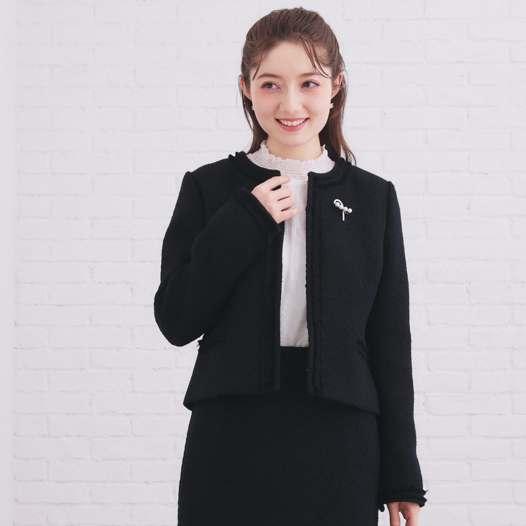 index「フリルハイネックレーストップス【洗濯機OK】」|シャツ・ブラウス|