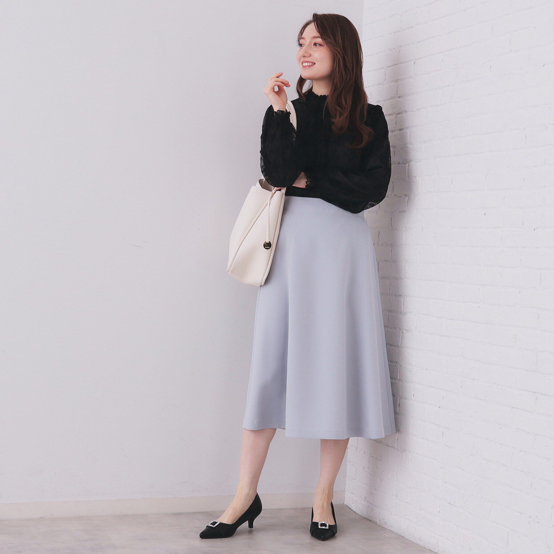 index「フリルハイネックレーストップス【洗濯機OK】」|シャツ・ブラウス|