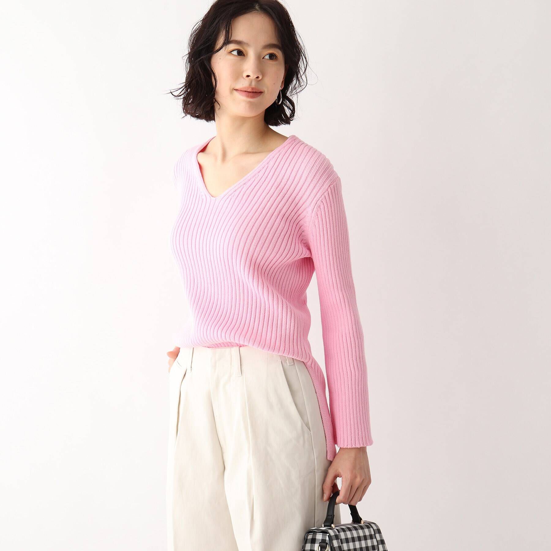 OPAQUE.CLIP「◆オーガニックコットン ワイドリブプルオーバー」|ニット・セーター|ピンク(072)