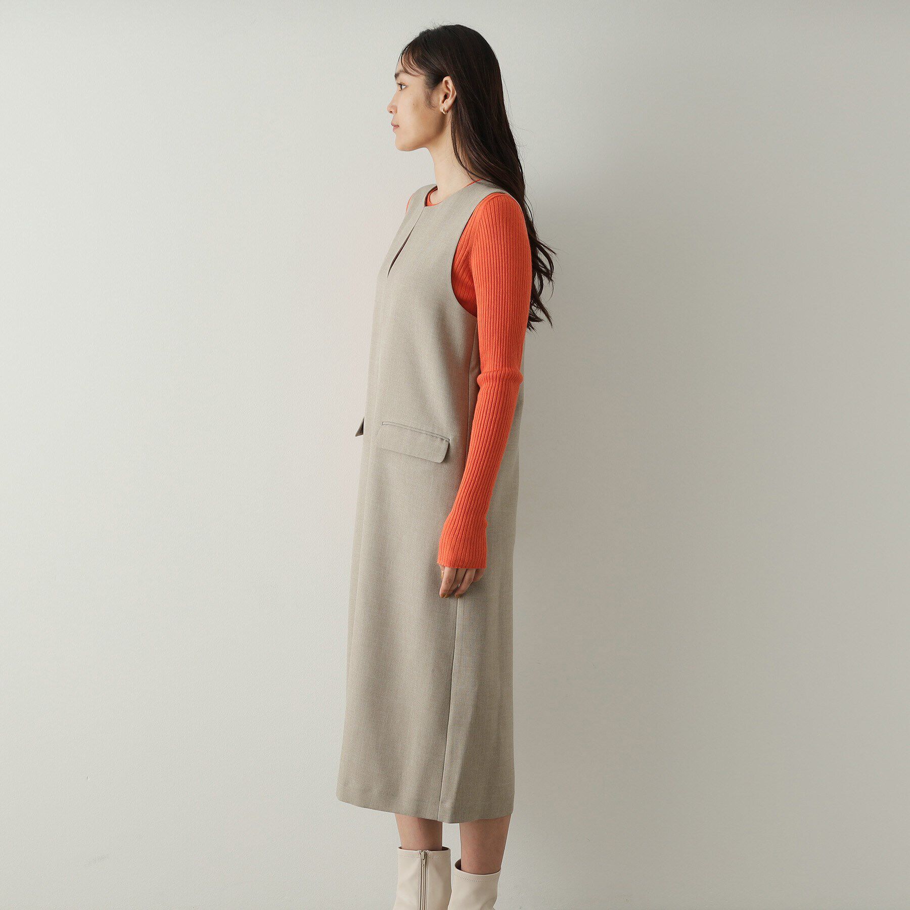 OPAQUE.CLIP「キーネックIラインジャンスカ【洗える/ストレッチ/抗ピル】」|ワンピース|